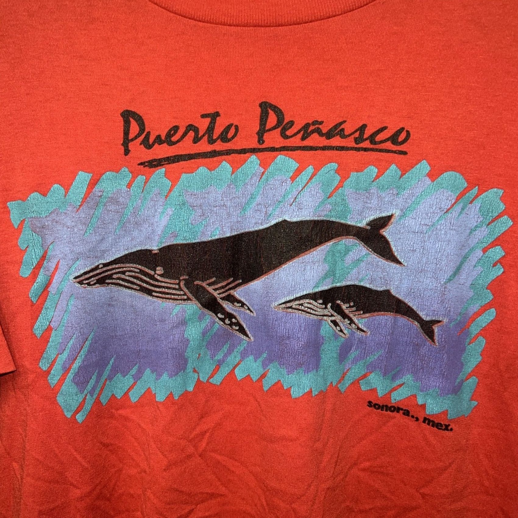 Vintage VTG SINGLE STITCH Red Puerto Penasco WHALE T-Shirt Mens Size L Size US L / EU 52-54 / 3 - 2 Thumbnail