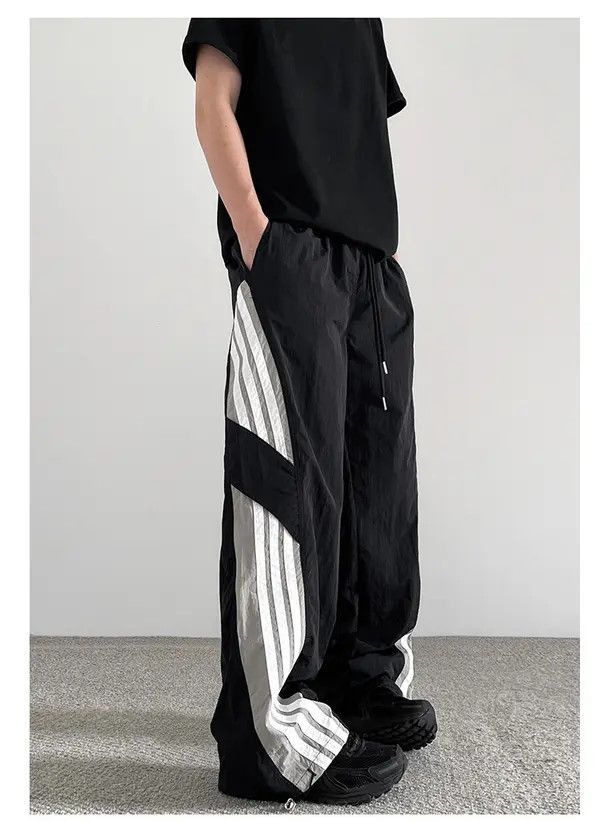 VIBE Black Baggy Striped Sweatpants Size US 30 / EU 46 - 6 Thumbnail