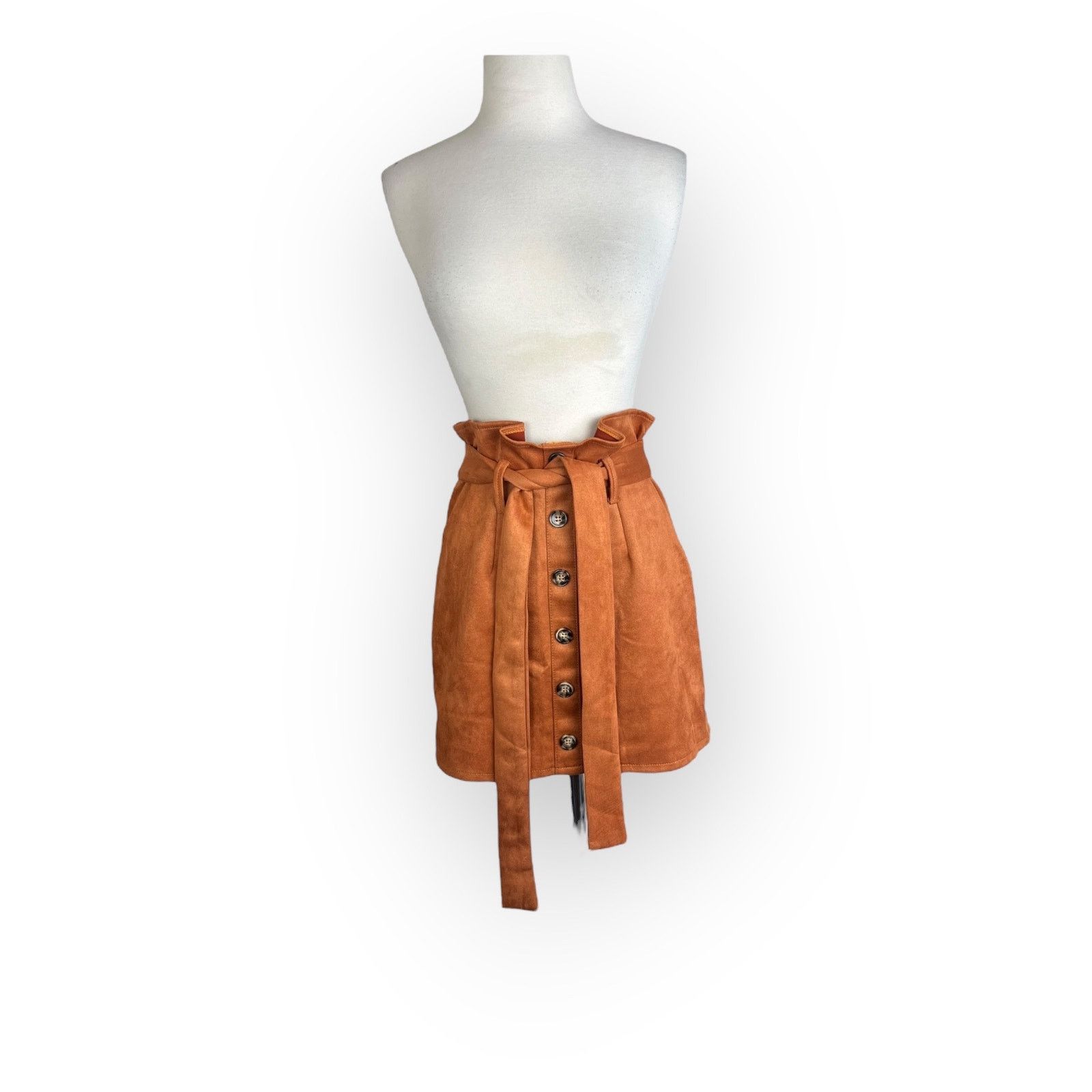 Kohl's Women's High Waist Button Front Belted A-Line Mini Skirt Size 28" / US 6 / IT 42 - 5 Thumbnail