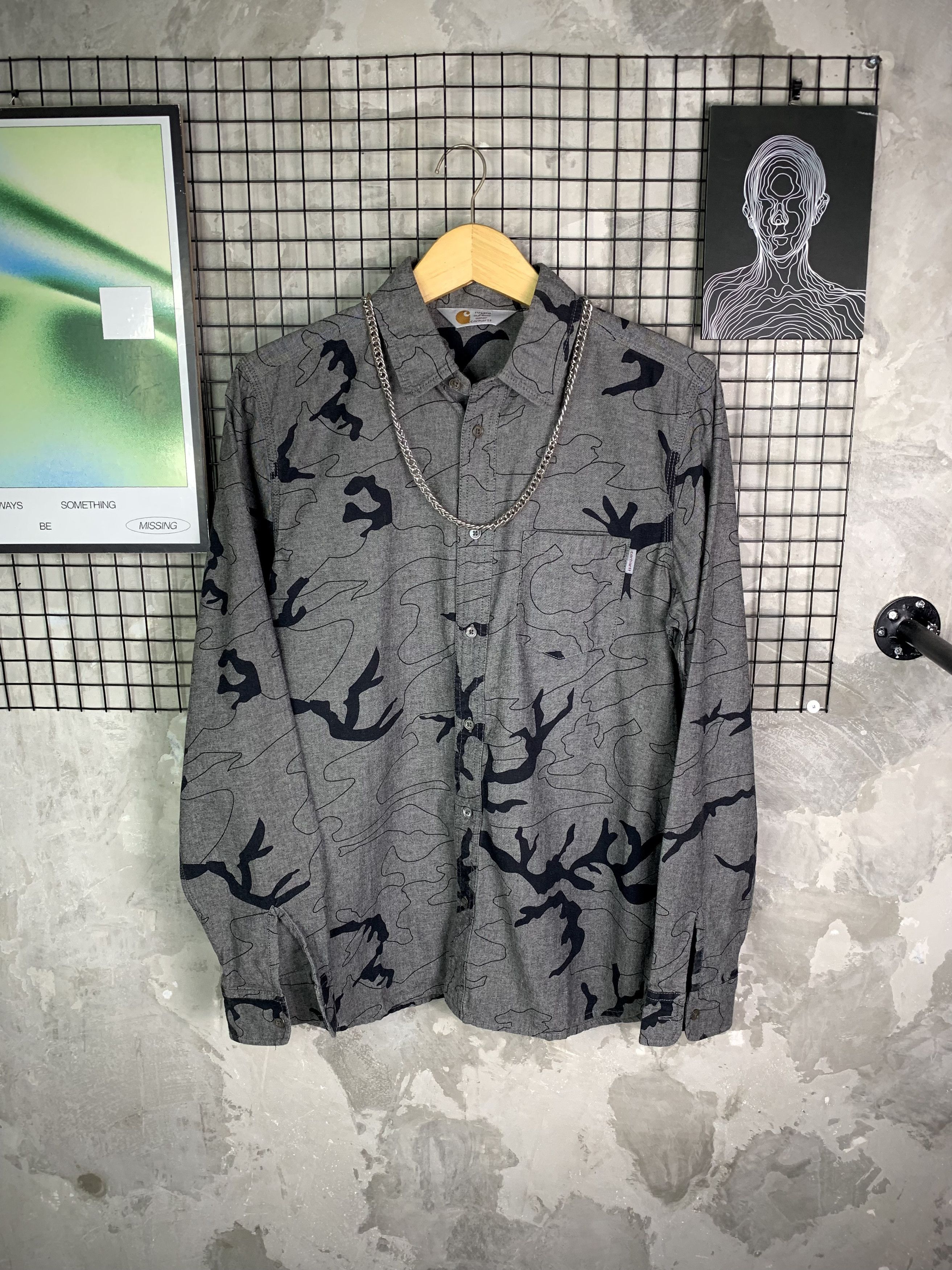 Carhartt Carhartt Bowie Long Sleeve Shirt Camo Lines Black Soot Rinse Size US M / EU 48-50 / 2 - 1 Thumbnail
