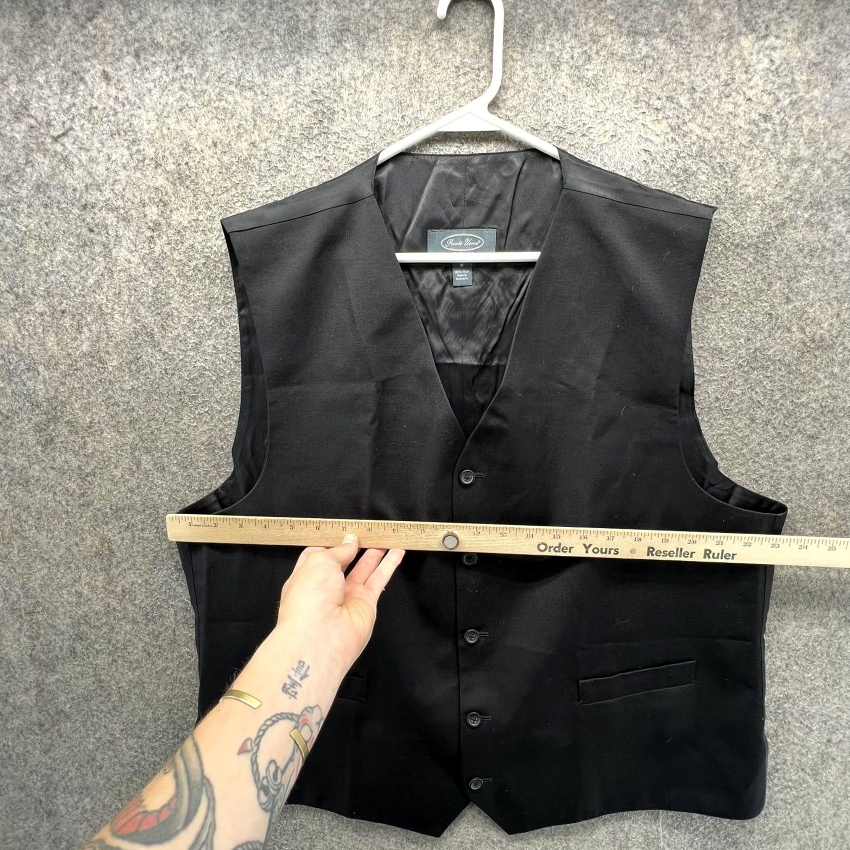 Pronto Uomo Pronto Uomo Vest Mens 3X Black 100% Wool Suit Waistcoat Formal Business Wedding Vest Size US XXL / EU 58 / 5 - 4 Thumbnail