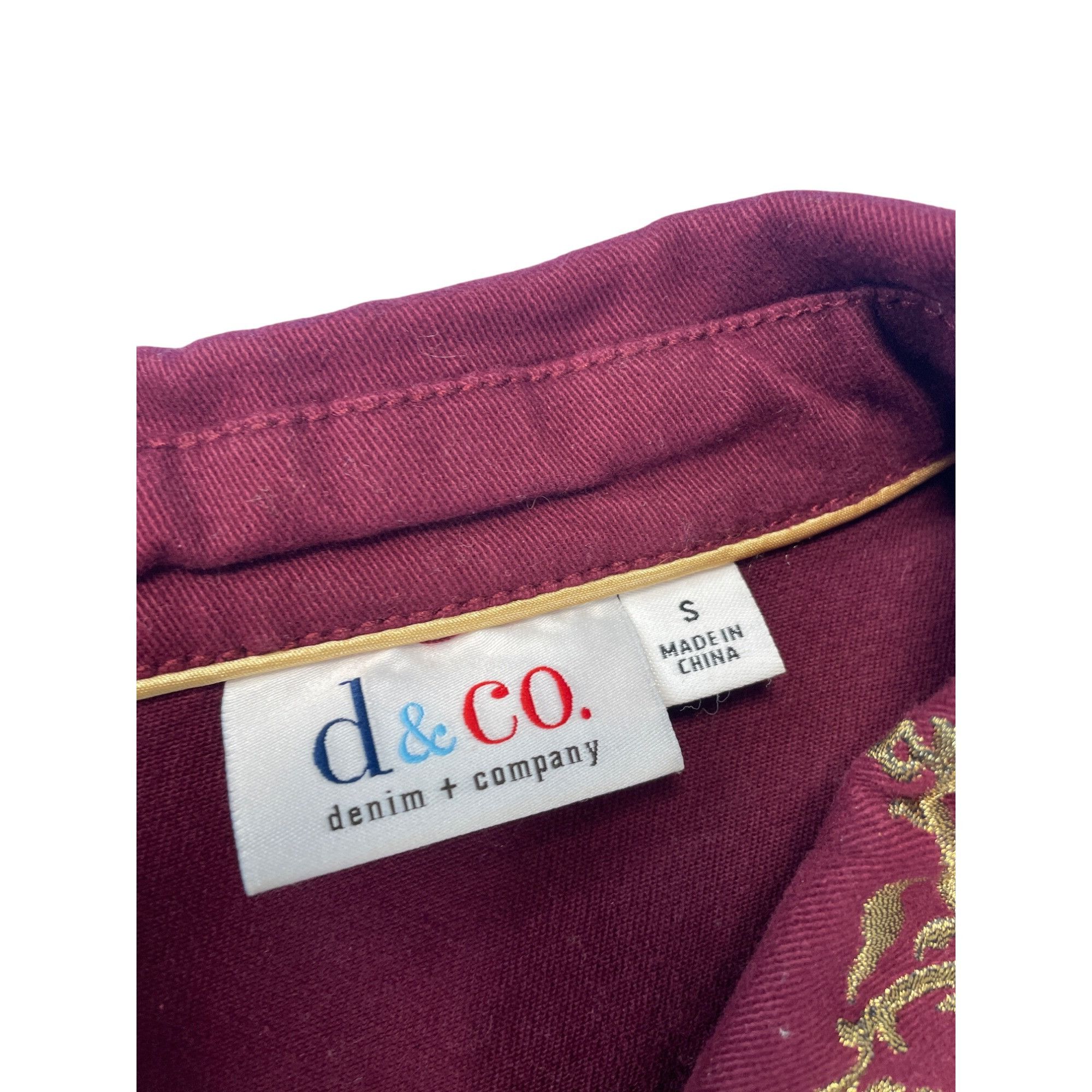 Denim & Co. Denim Co. Womens Red Embroidered Gold Buttons Denim Jacket S Size S / US 4 / IT 40 - 2 Thumbnail