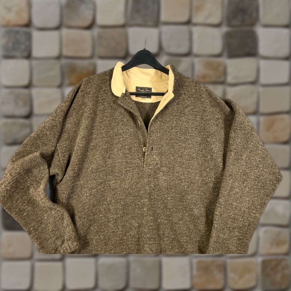 Vintage Straight Down Pullover Sweater Mens XL Brown Button Front Mock Neck Preppy Size US XL / EU 56 / 4 - 1 Thumbnail