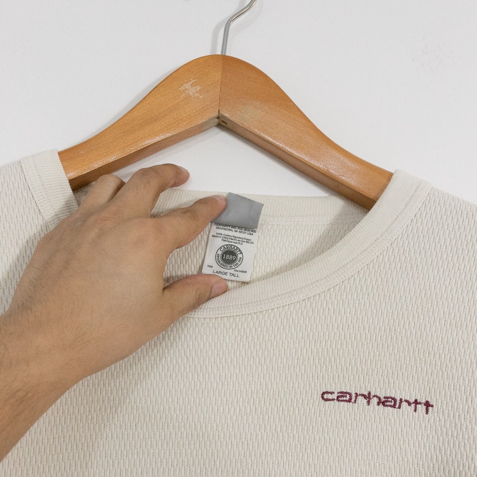Carhartt Vintage 90s Carhartt Thermal T Shirt Large Tall - Distressed Size US M / EU 48-50 / 2 - 7 Thumbnail