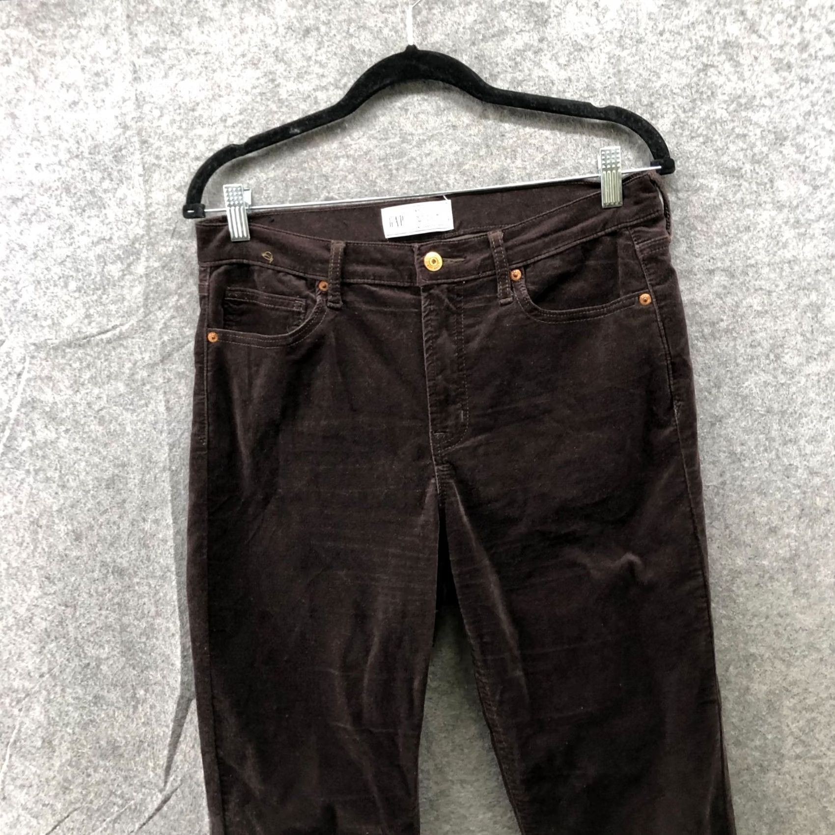 Gap Gap Mid Rise Velvet Vintage Slim Jeans Womens 30 10S Brown Stretch 10 Short Jeans Size 32" / US 10 / IT 46 - 3 Thumbnail