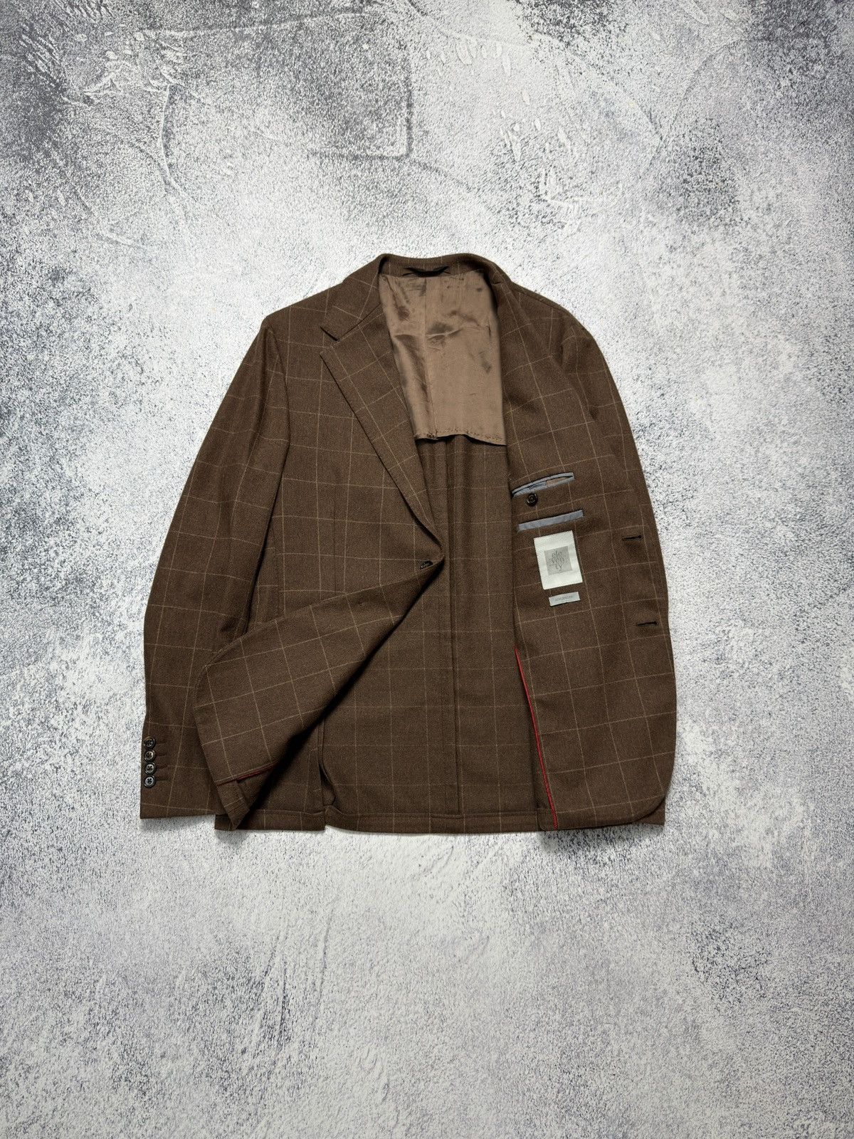 Eleventy Eleventy Brown Check Blazer Wool Cashmere Athletic Fit Sz 52 Size 52L - 7 Thumbnail
