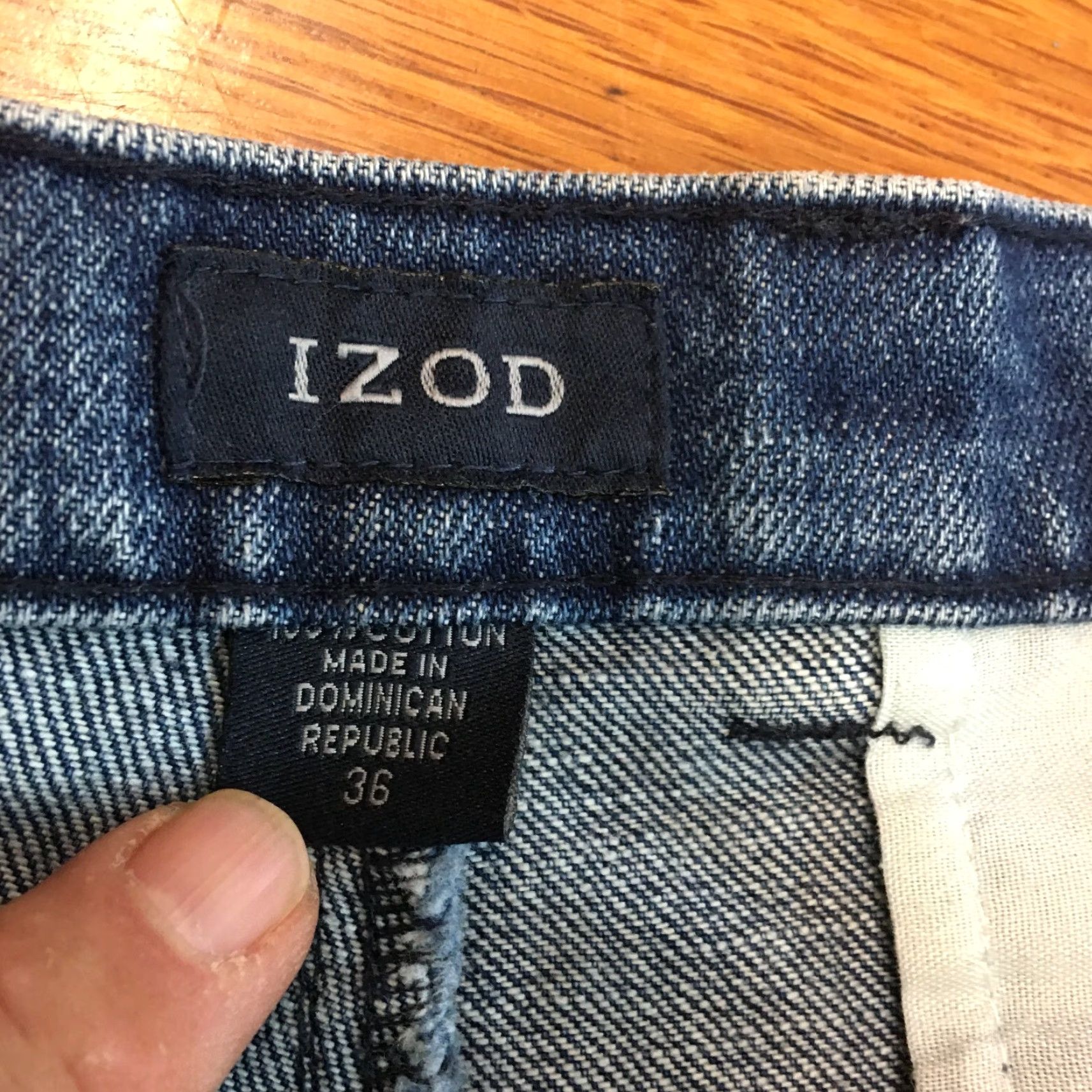 Izod IZOD Men's High Rise Blue Denim Jean Shorts Size 36 - Casual 5-Pocket, Regular Fit, Breathable Outdoor Style Size US 36 / EU 52 - 3 Thumbnail