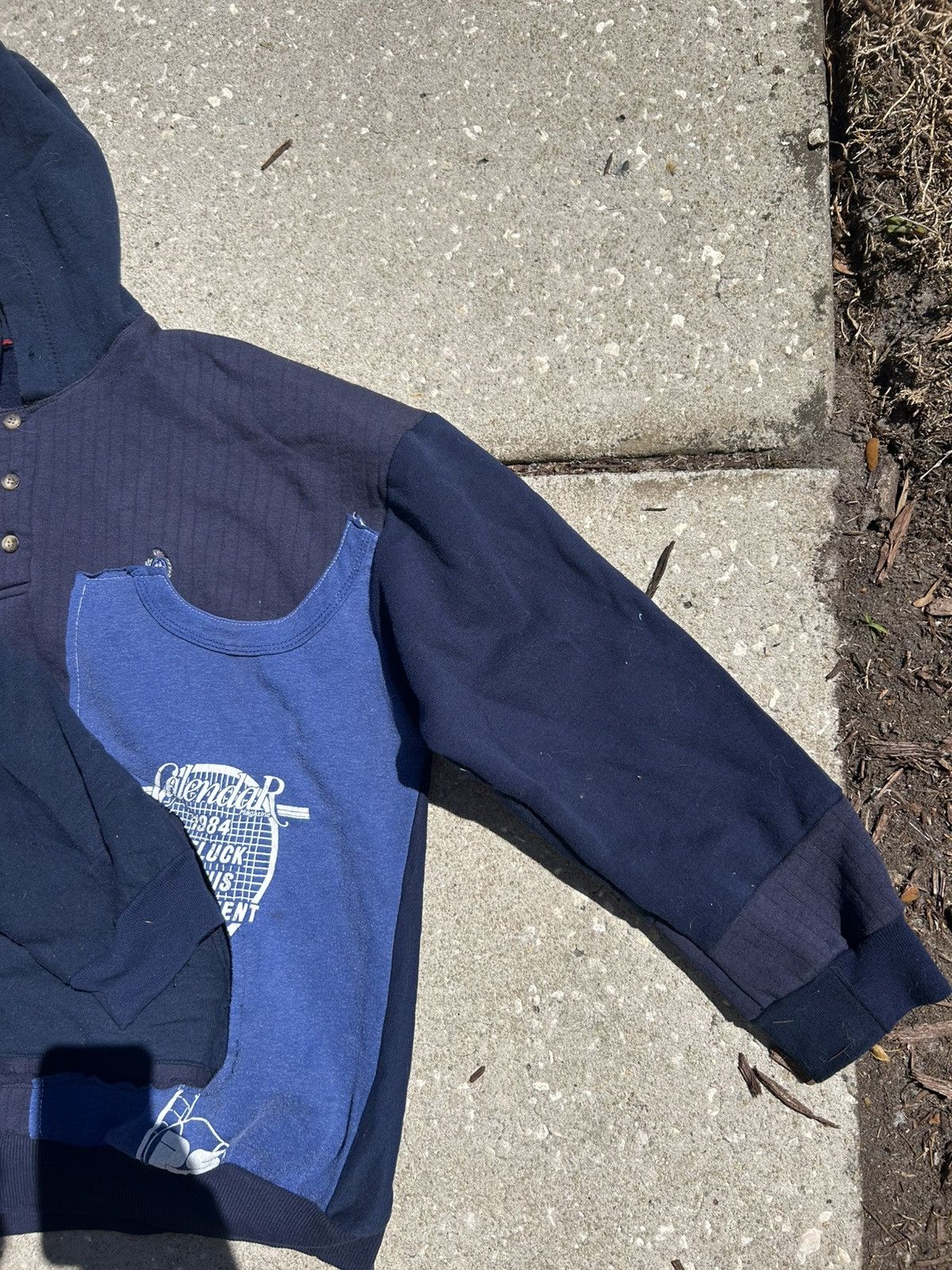 Other 1/1 Your World reconstructed patchwork navy blue hoodie Size US XL / EU 56 / 4 - 4 Thumbnail