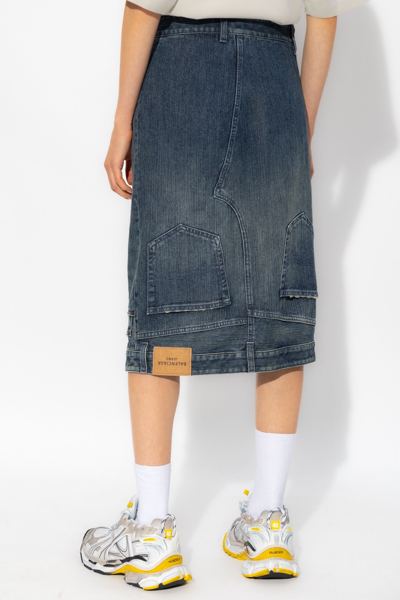 Balenciaga o1bcso1str1024 Deconstructed Midi Skirt in Blue Size 27" / US 4 / IT 40 - 4 Thumbnail