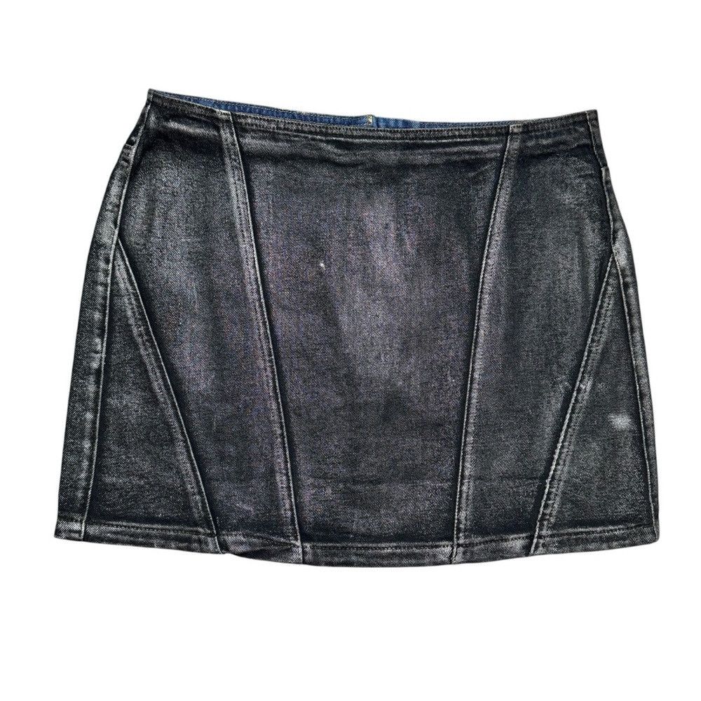 BLANKNYC NWT New Blank NYC Denim Coated Metallic Heart Mini Skirt Si Size 30" / US 8 / IT 44 - 2 Thumbnail