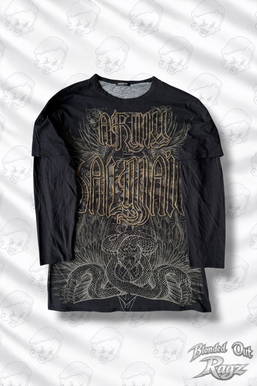 Balmain 2017 Balmain Army Snake & Eagle Double Sleeve Longsleeve Size US L / EU 52-54 / 3 - 1 Thumbnail