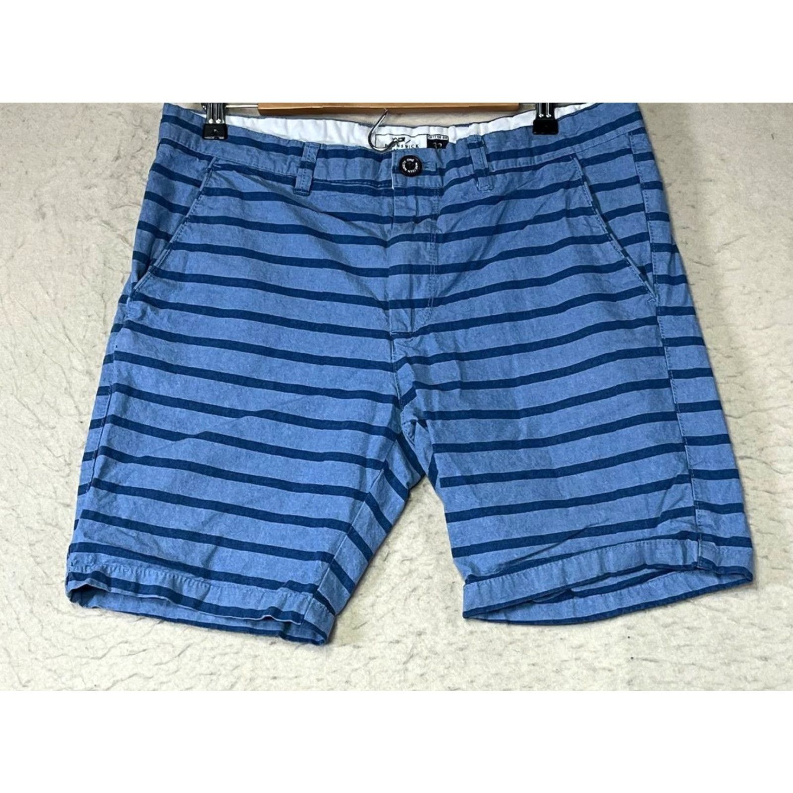 Vintage Brunswick Chino Shorts Men Size 32 Blue Stripe Cotton Regular Fit Casual Shorts Hash Pocket Slash Pocket 8 Inseam Size US 32 / EU 48 - 2 Thumbnail