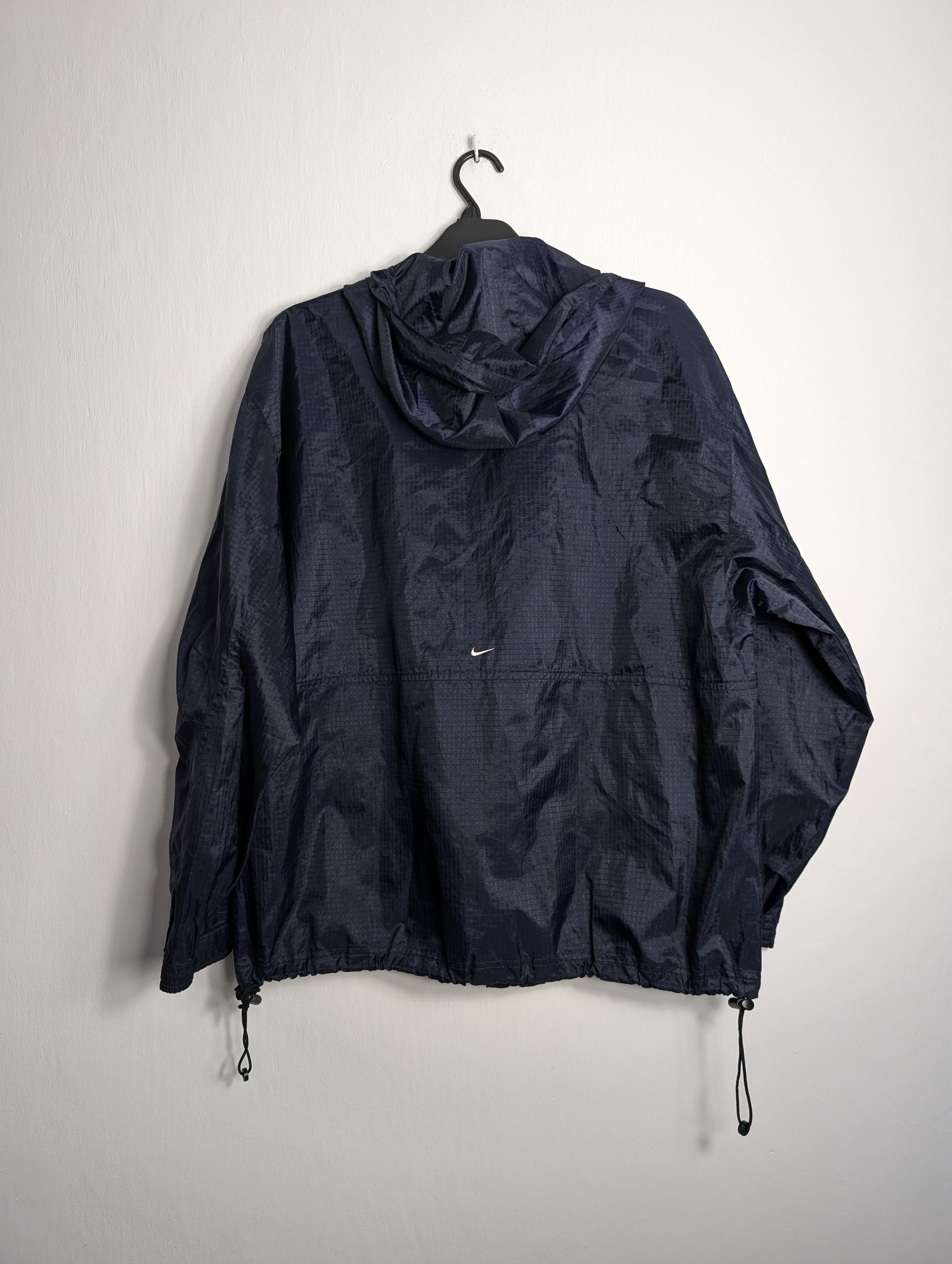 Nike × Vintage Vintage Nike 90s Windbreaker Rain Jacket Full Zip Navy Boxy Size US L / EU 52-54 / 3 - 3 Thumbnail