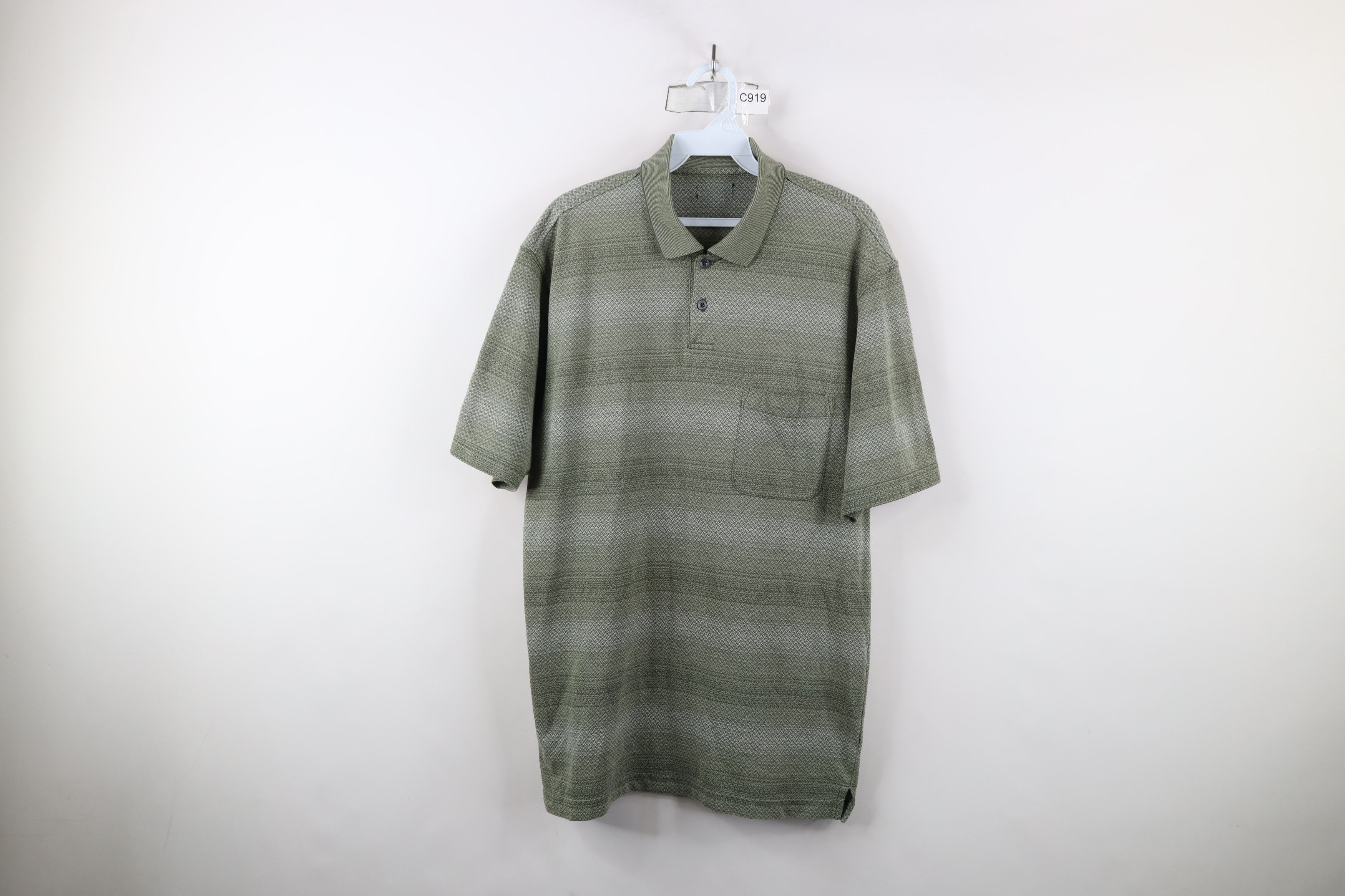 Vintage Vintage 90s Streetwear Herringbone Golf Polo Shirt Green Size US L / EU 52-54 / 3 - 1 Thumbnail