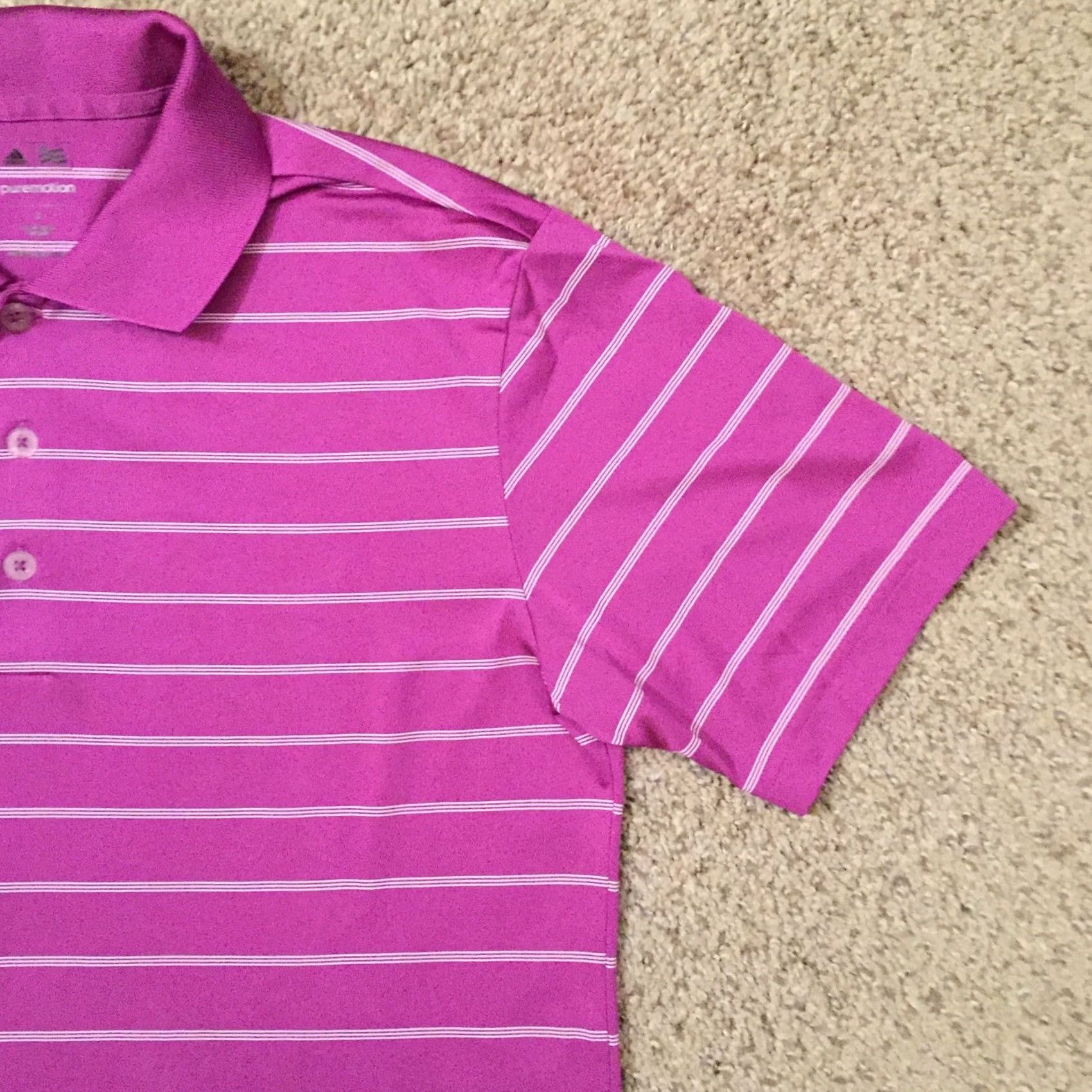 Adidas adidas Shirt Mens S Purple Polo Striped Short Sleeve Size US S / EU 44-46 / 1 - 4 Thumbnail