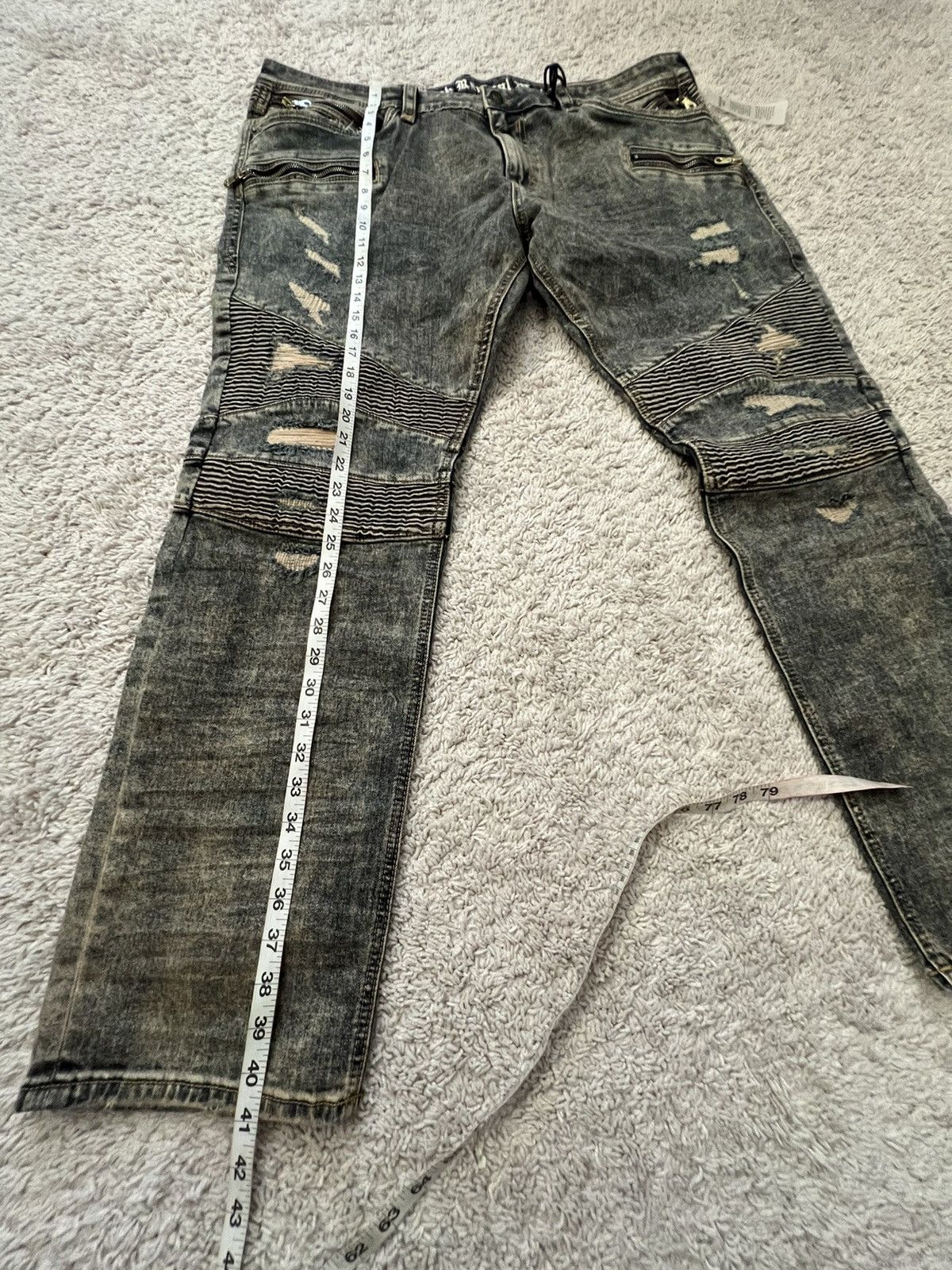 Rock Revival Rock Revival Moto Biker Distressed Tapered Leg Jeans “Elliot Size US 42 / EU 58 - 10 Thumbnail