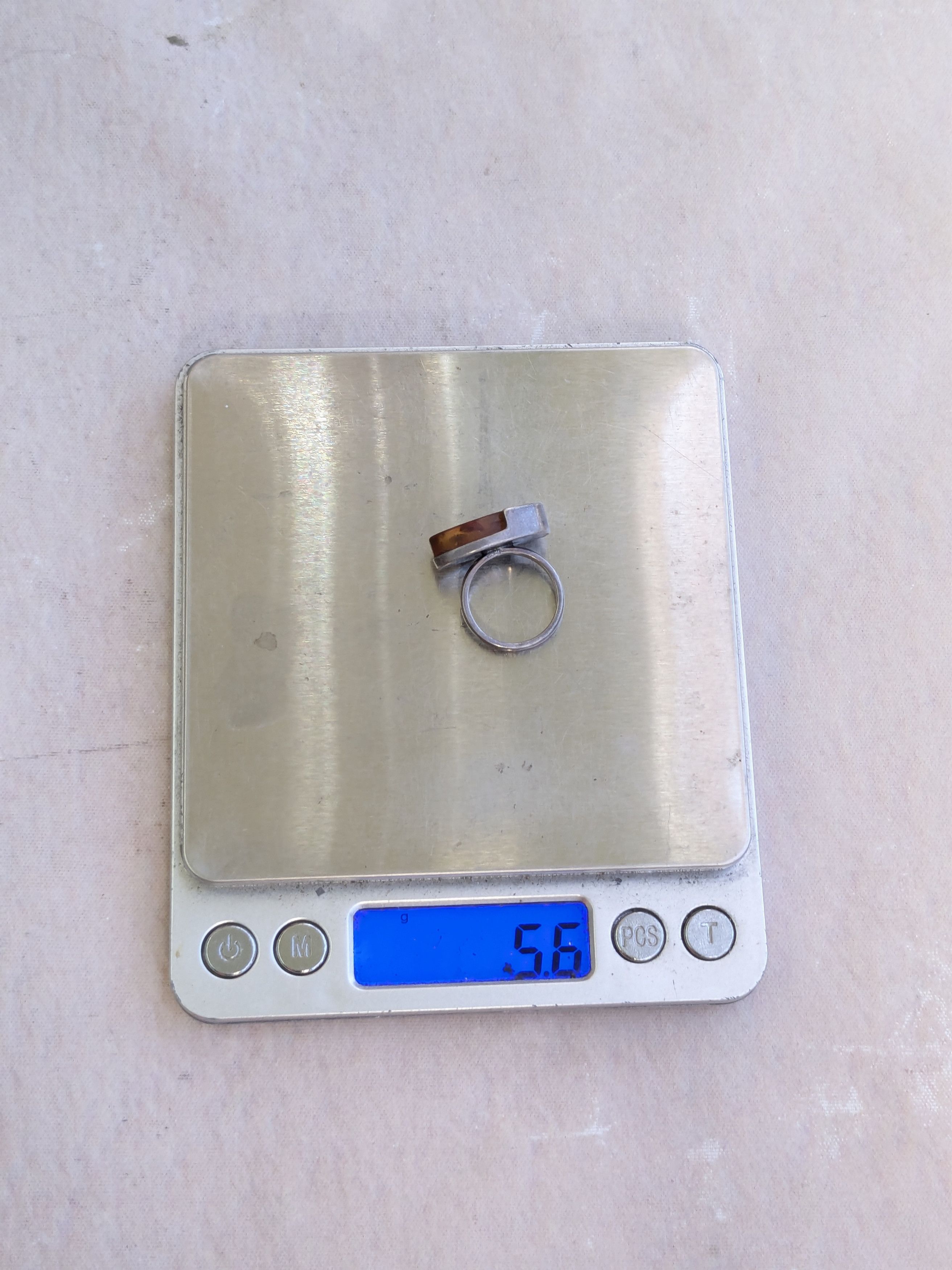 Jewelry × Vintage Vintage Sterling Silver Ring Orange Amber MCM 5.5 Size ONE SIZE - 14 Thumbnail
