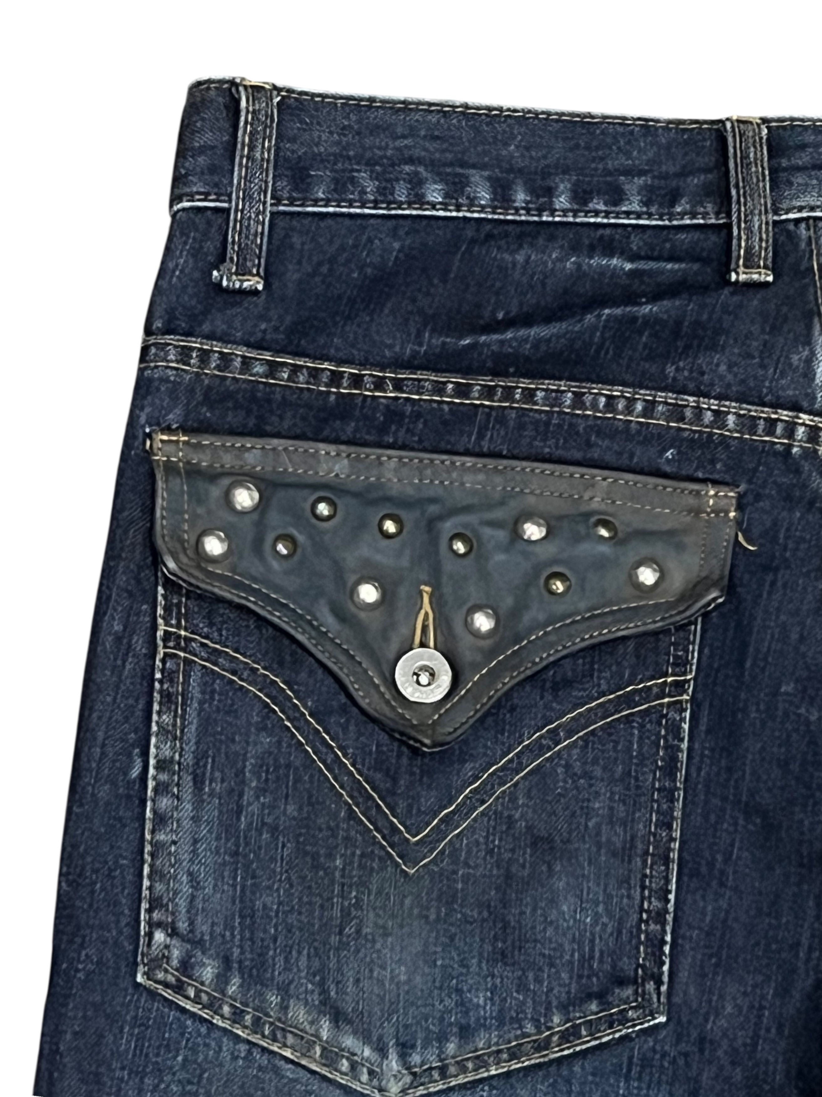 Morgan Homme Morgan Homme Vintage Studded Charcoal Super Flare Jeans Size 28" / US 6 / IT 42 - 9 Thumbnail