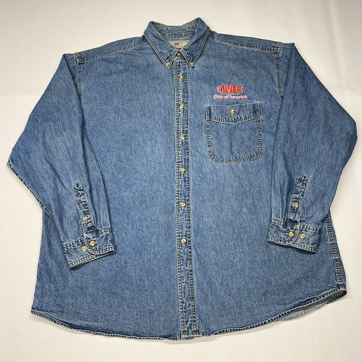 Lee × Vintage VTG Lee Denim Shirt Blue Button Down Embroidered Divco Size US XXL / EU 58 / 5 - 2 Thumbnail