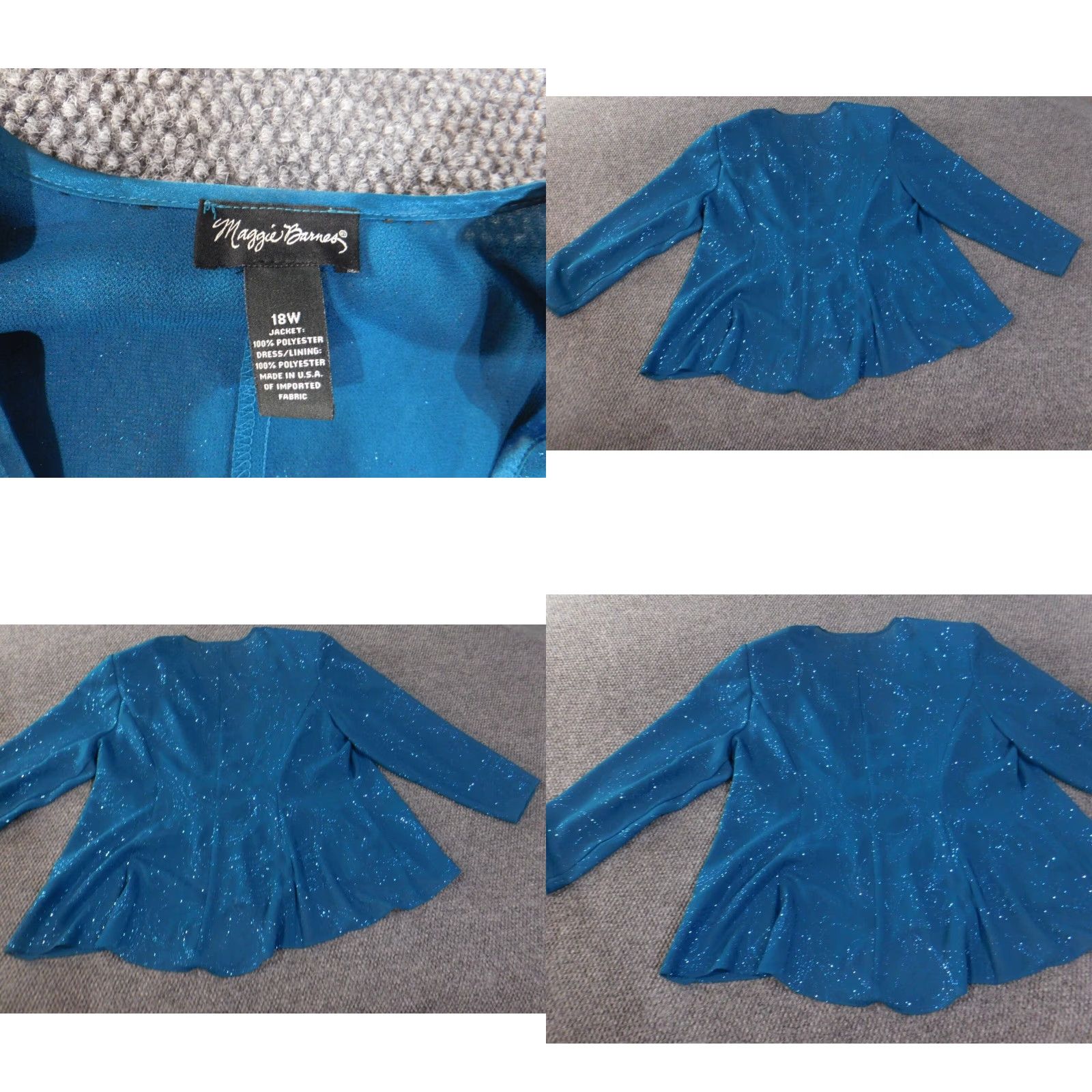 Vintage Maggie Barnes Jacket Womens 18W Blue Lined Regular Polyester Rayon Long Sleeve Fall Winter Stylish Basic Jacket Bodice? Size XXL / US 16-18 / IT 52-54 - 8 Thumbnail
