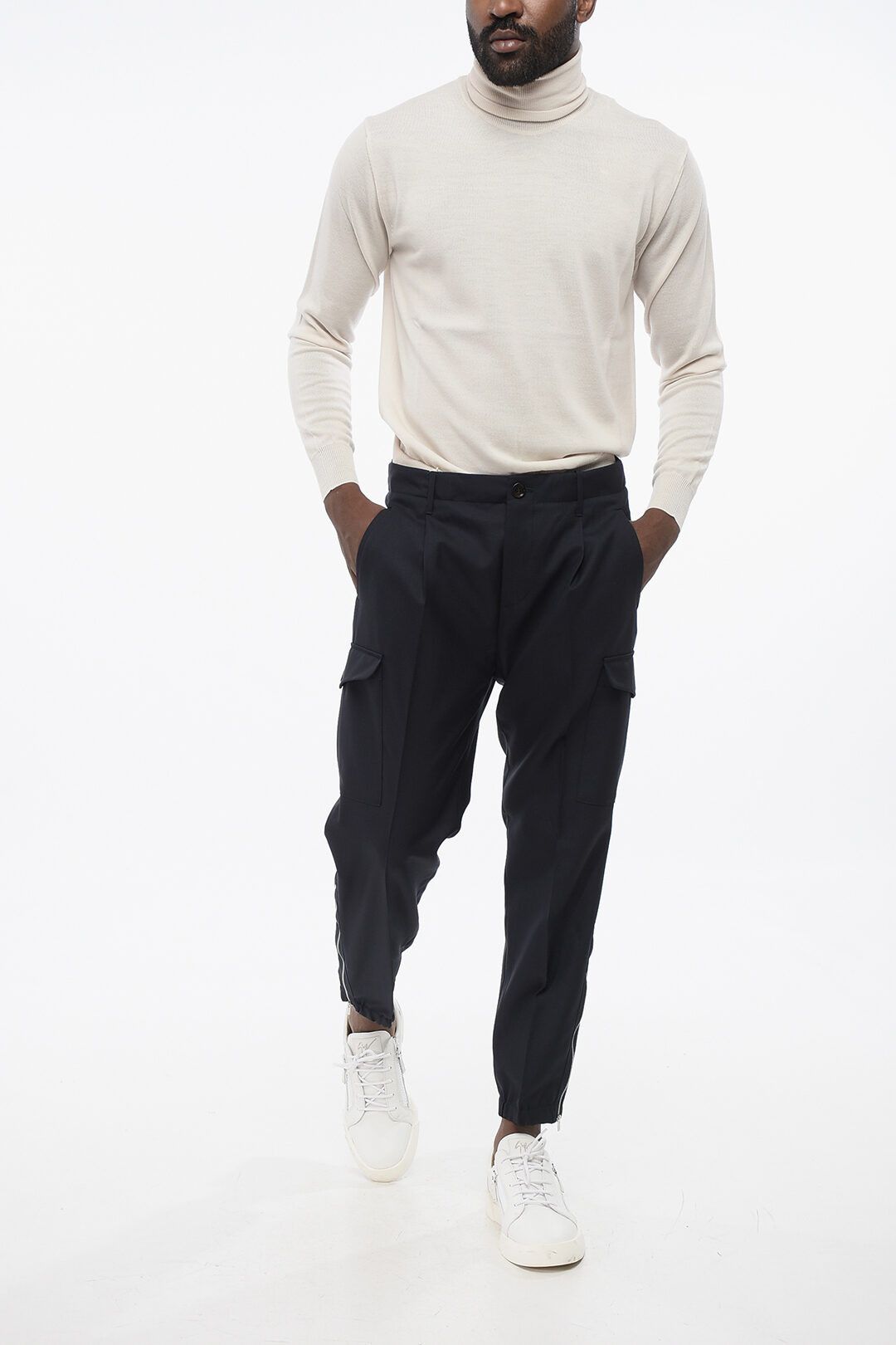 Brunello Cucinelli og1mm0725 Virgin Wool Cargo Pant in Navy Blue Size US 36 / EU 52 - 4 Thumbnail