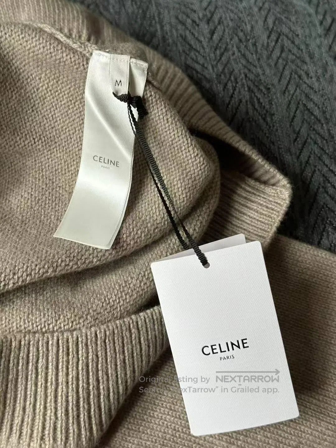 Celine CELINE Beige Triomphe Embroidered Logo Sweater| Size US M / EU 48-50 / 2 - 4 Thumbnail