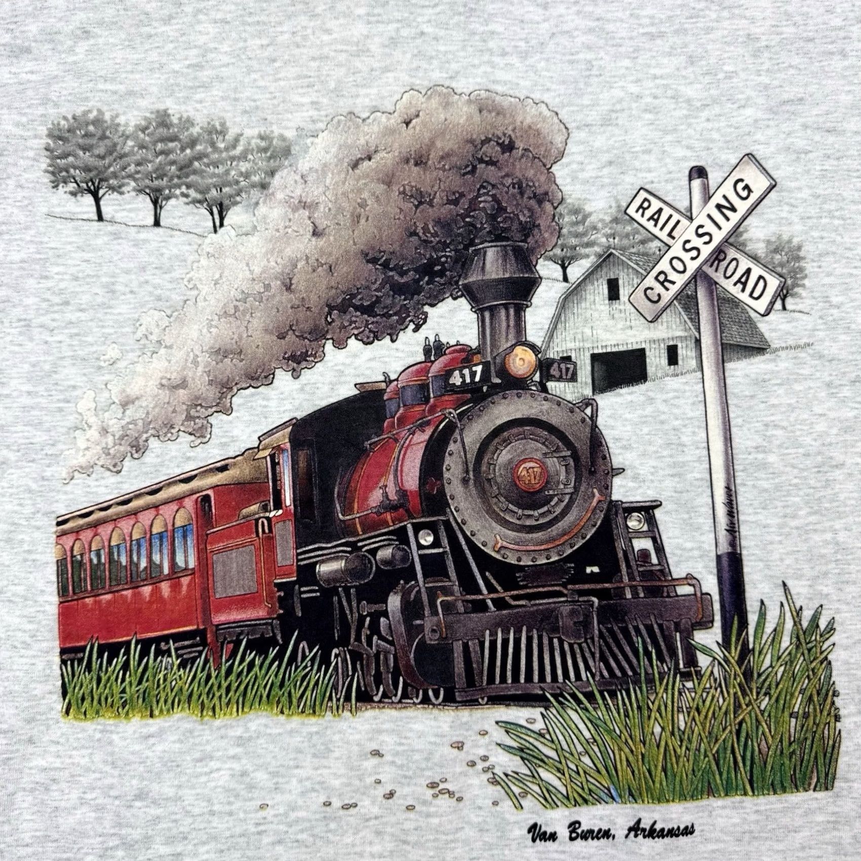 Fruit Of The Loom VINTAGE Fruit of the Loom T-Shirt Mens 90s Nature Gray Cotton Polyester Large Arkansas Outdoor Size US L / EU 52-54 / 3 - 2 Thumbnail