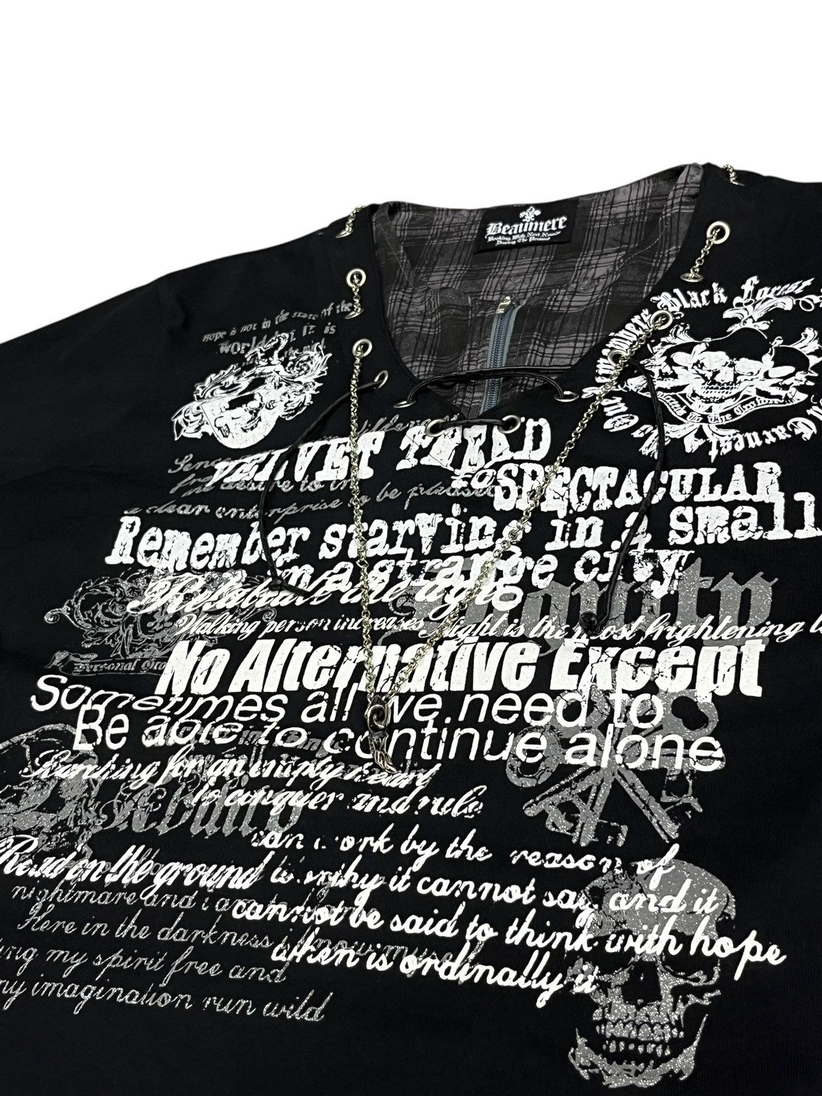 Seditionaries 💀Beaumere Punk Skull Graphic Poem Lace-Up Necklace T-Shirt Size US M / EU 48-50 / 2 - 1 Thumbnail