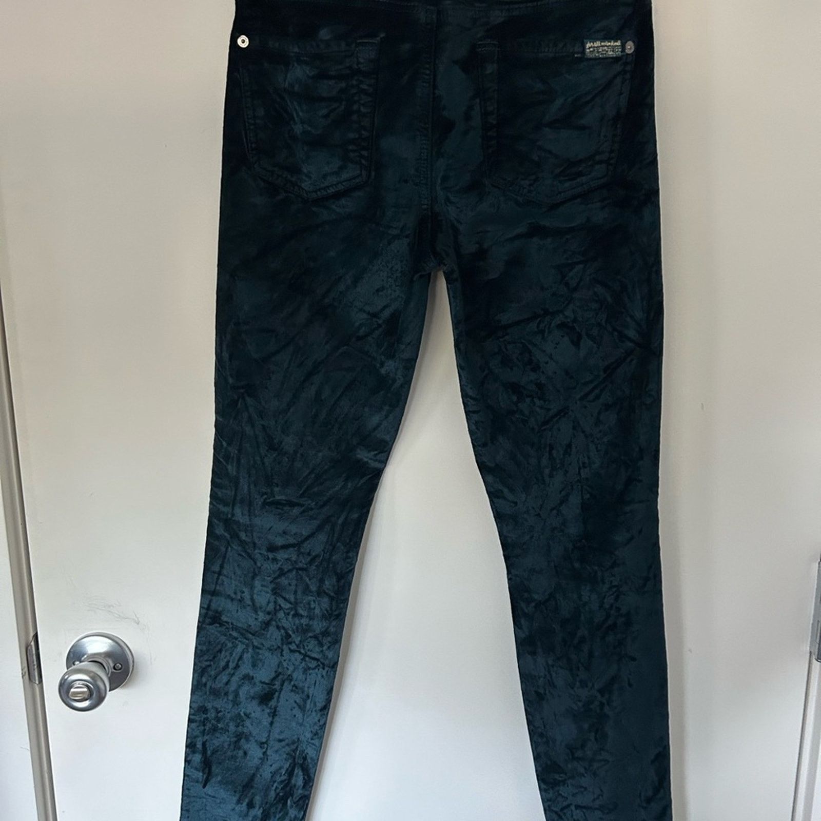 7 For All Mankind 7 For Mankind Emerald green Crushed Velvet Skinny Jeans 26 Size 26" / US 2 / IT 38 - 9 Thumbnail