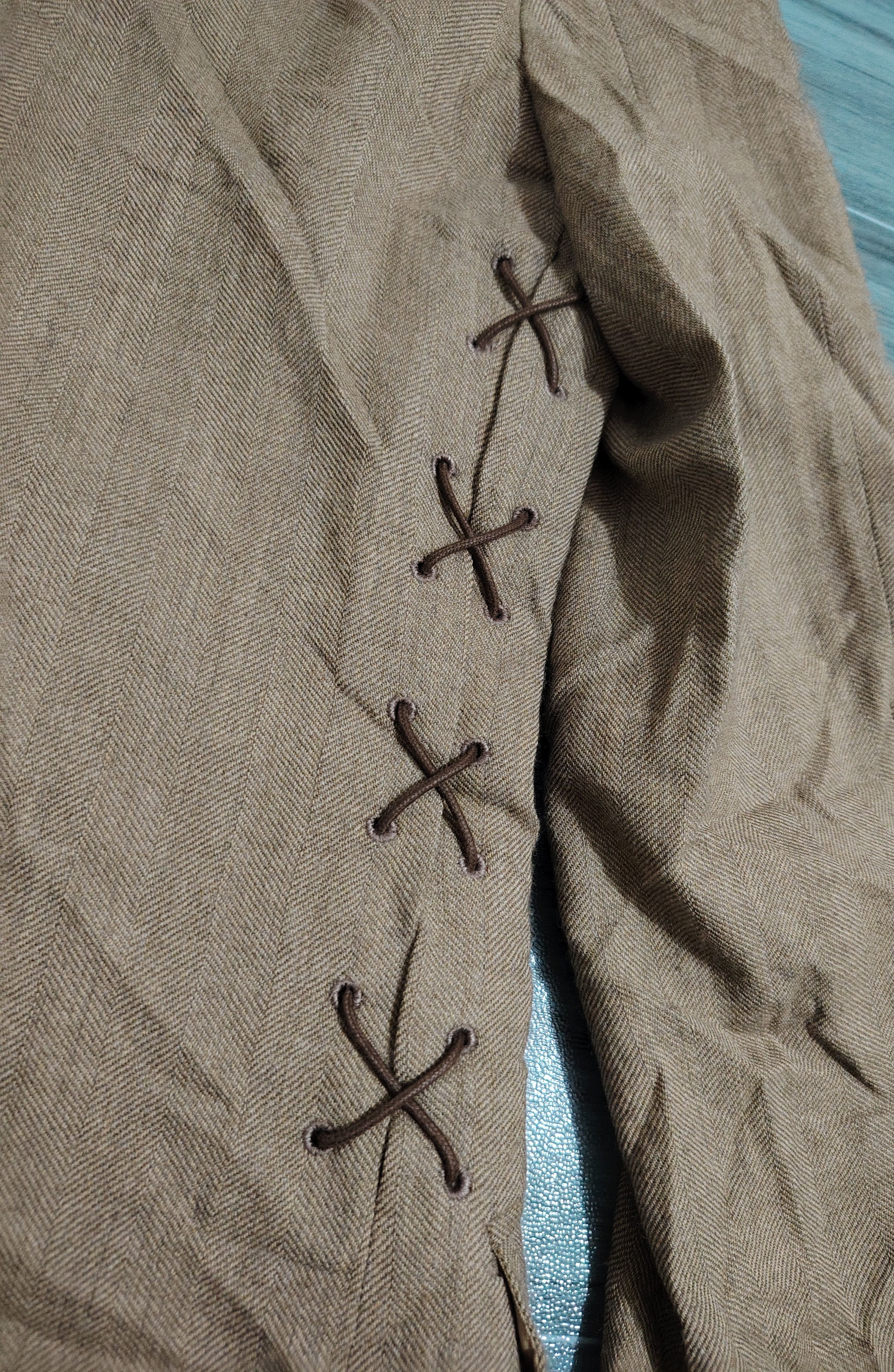 Hermes HERMES - Archive - Wool Herringbone Lace-Up Coat Size 48S - 13 Thumbnail
