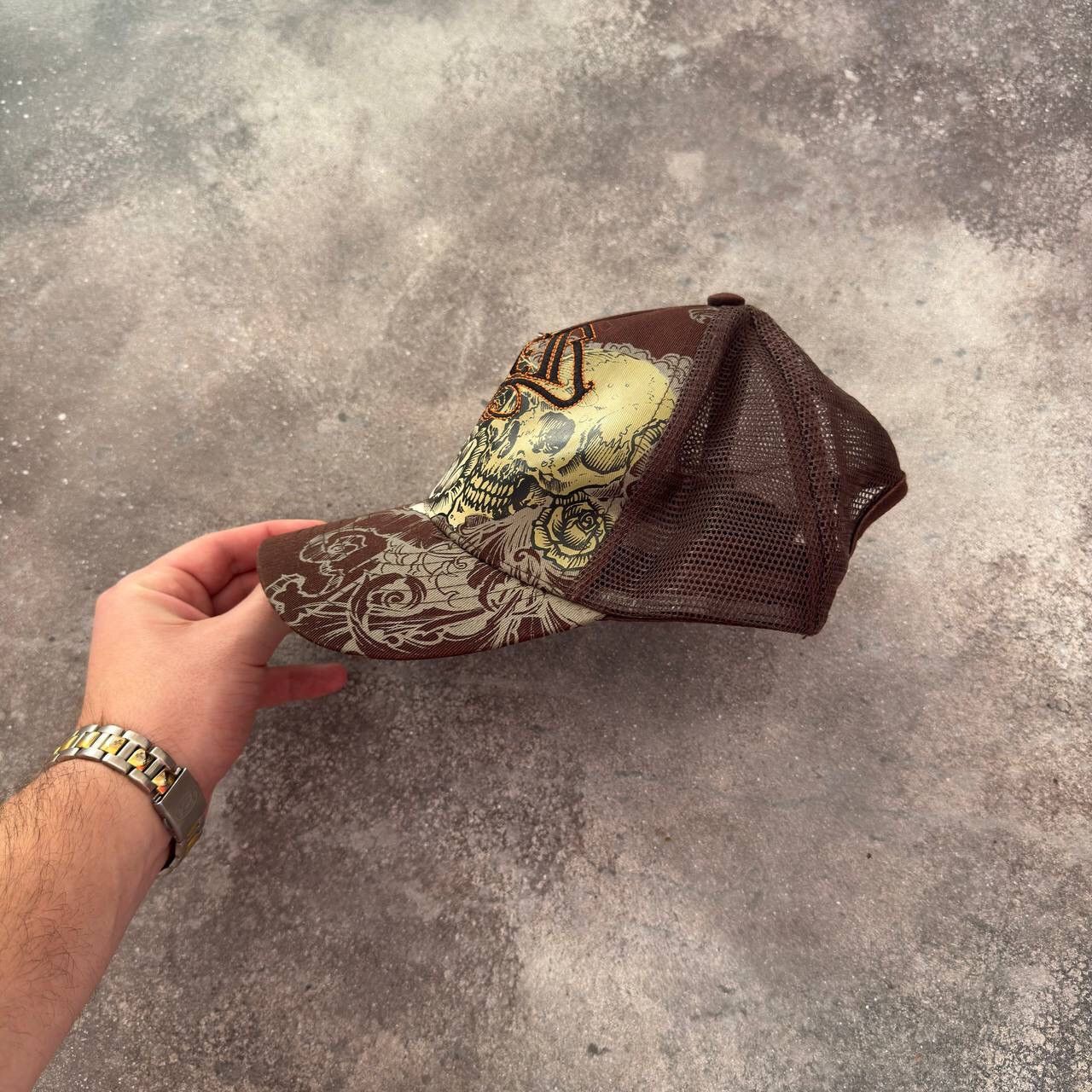 If Six Was Nine × Quiksilver Quiksilver Vintage Y2K Skull & Roses Mesh Trucker Cap Size ONE SIZE - 6 Thumbnail