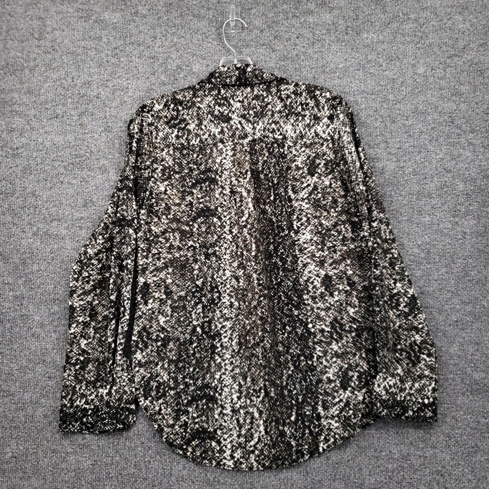 Mossimo Mossimo Womens Black Tunic Shirt XS Button-Up Long Sleeves Snakeskin Polyester Size XS / US 0-2 / IT 36-38 - 2 Thumbnail