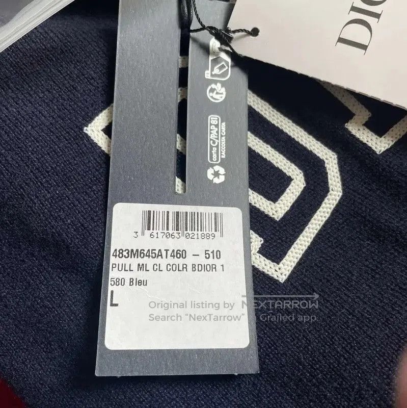 Dior Dior Navy Wool Sweater with Embroidery . Size US L / EU 52-54 / 3 - 5 Thumbnail