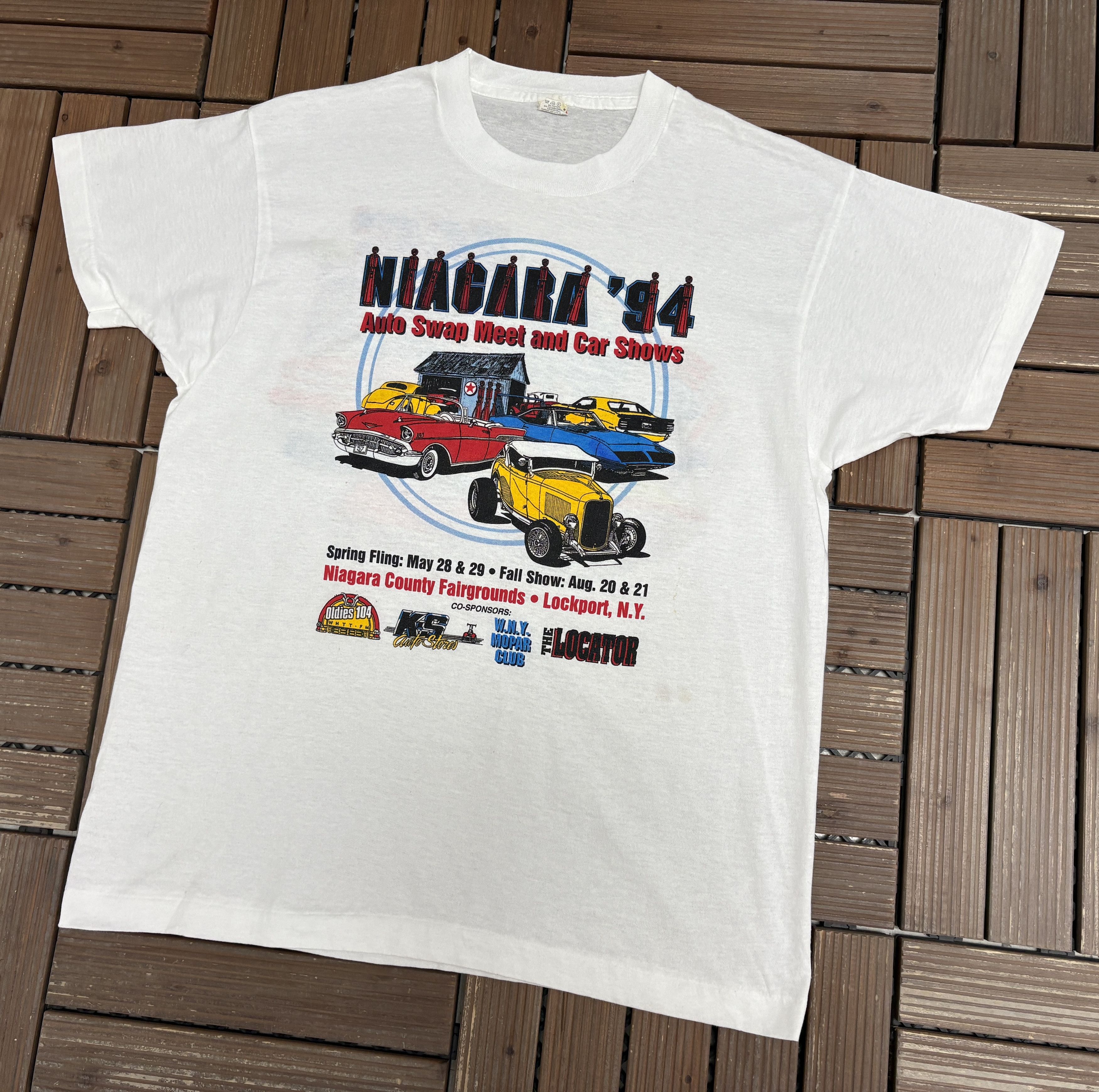 Vintage Niagara '94 Auto Swap Car Shows Vintage White T-Shirt Tee Size US XL / EU 56 / 4 - 3 Thumbnail