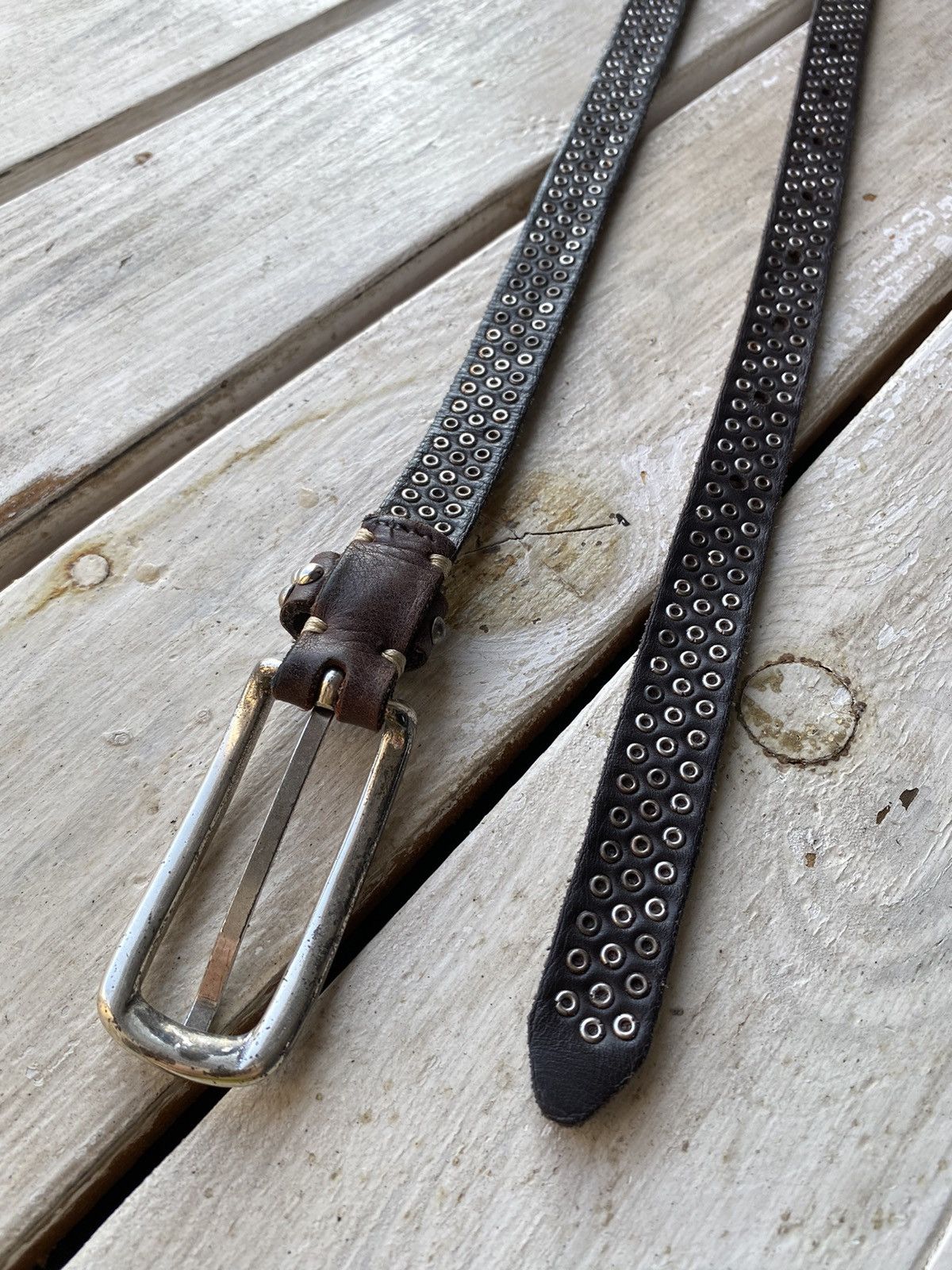 If Six Was Nine × Japanese Brand × Vintage Vintage Japanese Leather Punk Emo Rock Goth Y2K Drill belt Size ONE SIZE - 7 Thumbnail