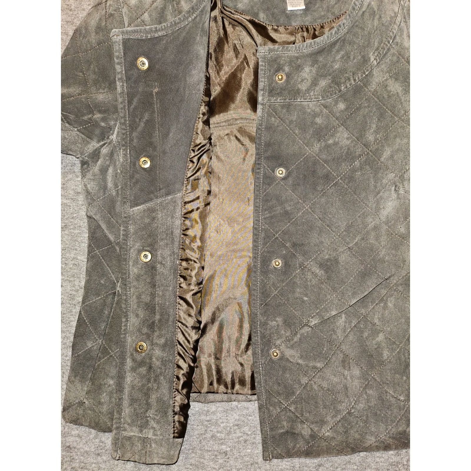 Vintage Chico'S Jacket Womens 2 Brown Leather Women Diamond Full Snap Shoulder Pads Size XS / US 0-2 / IT 36-38 - 5 Thumbnail