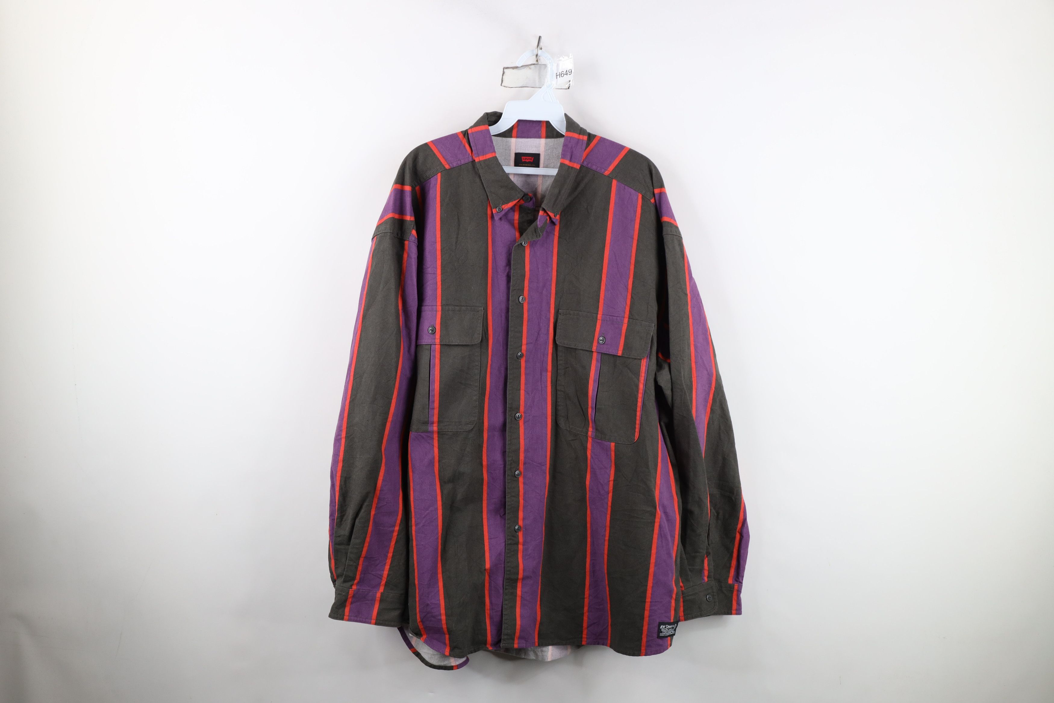 Levi's Vintage Y2K Levis Block Baggy Chamois Cloth Button Shirt Size US XL / EU 56 / 4 - 1 Thumbnail