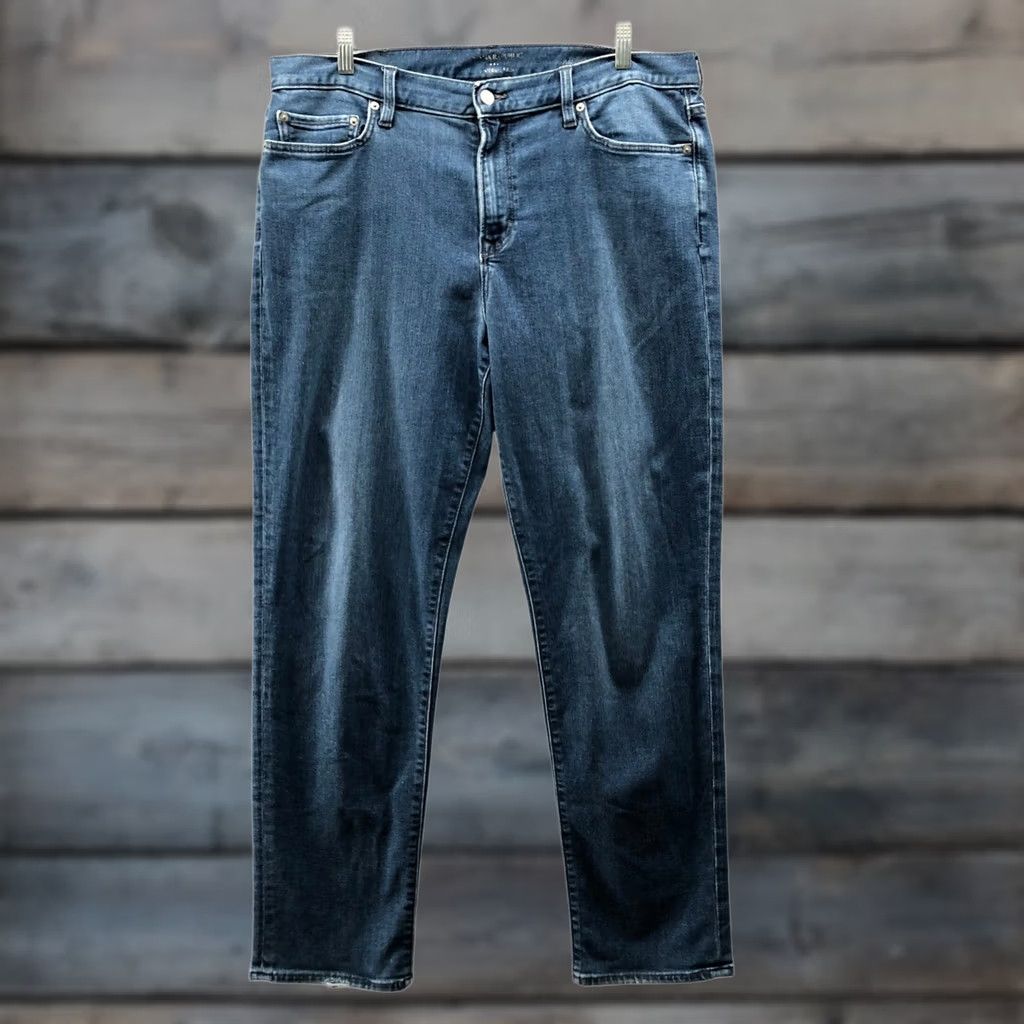 Banana Republic Banana Republic Jeans Mens 36x32 Travel Indigo Blue Washed Stretch Slim Straight 5-Pocket Denim Cotton Blend Medium Indigo Label Logo Zip Button Mens Size US 36 / EU 52 - 1 Thumbnail