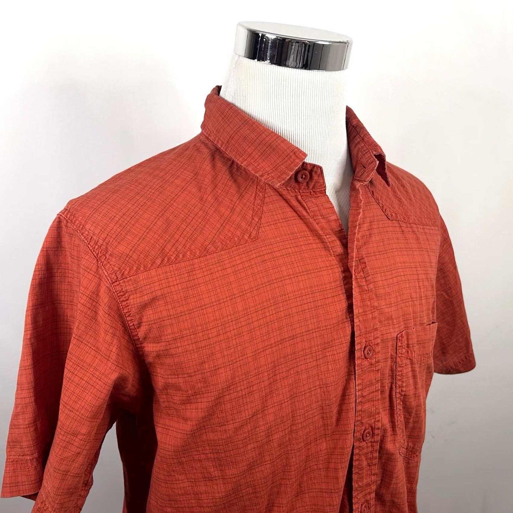 Mountain Hardwear Mountain Hardwear Orange Plaid Cotton Blend Short Sleeve Outdoor Shirt Medium Size US M / EU 48-50 / 2 - 2 Thumbnail