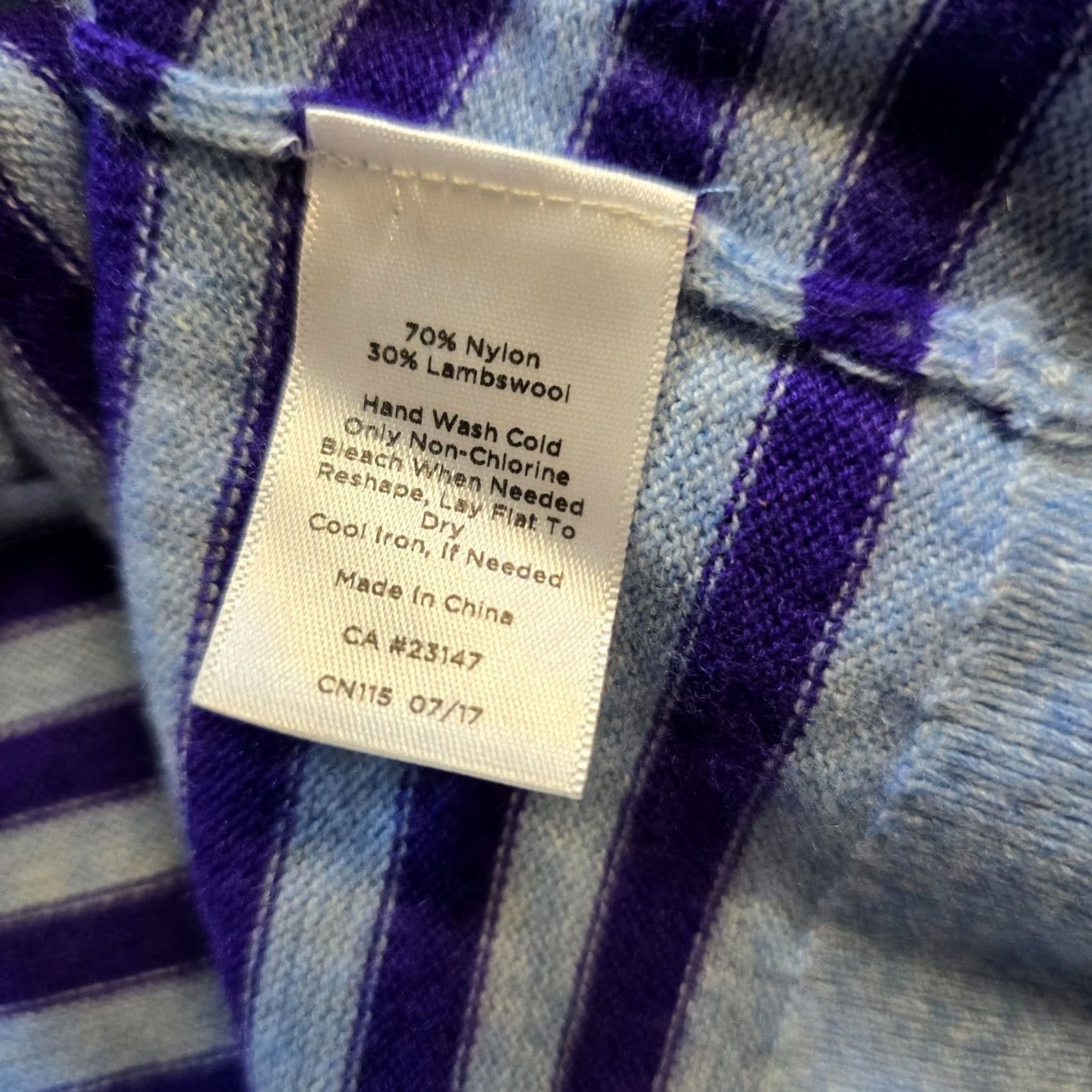 Talbots Talbots Sweater Womens 2X Purple Blue Striped Wool Blend Flare Sleeve Casual Size XXL / US 16-18 / IT 52-54 - 7 Thumbnail