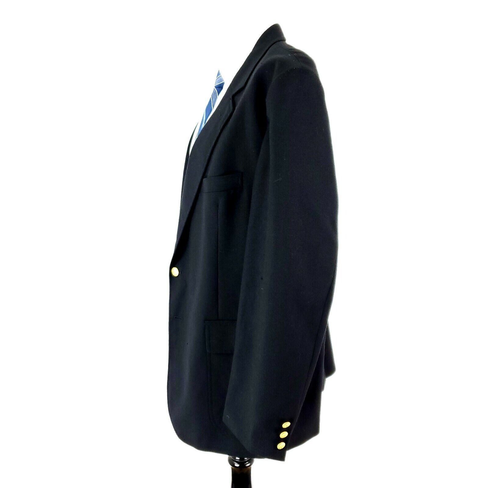 Vintage Alexander Shields Wool 2 Gold Button Blazer 44R Black Size 44R - 5 Thumbnail