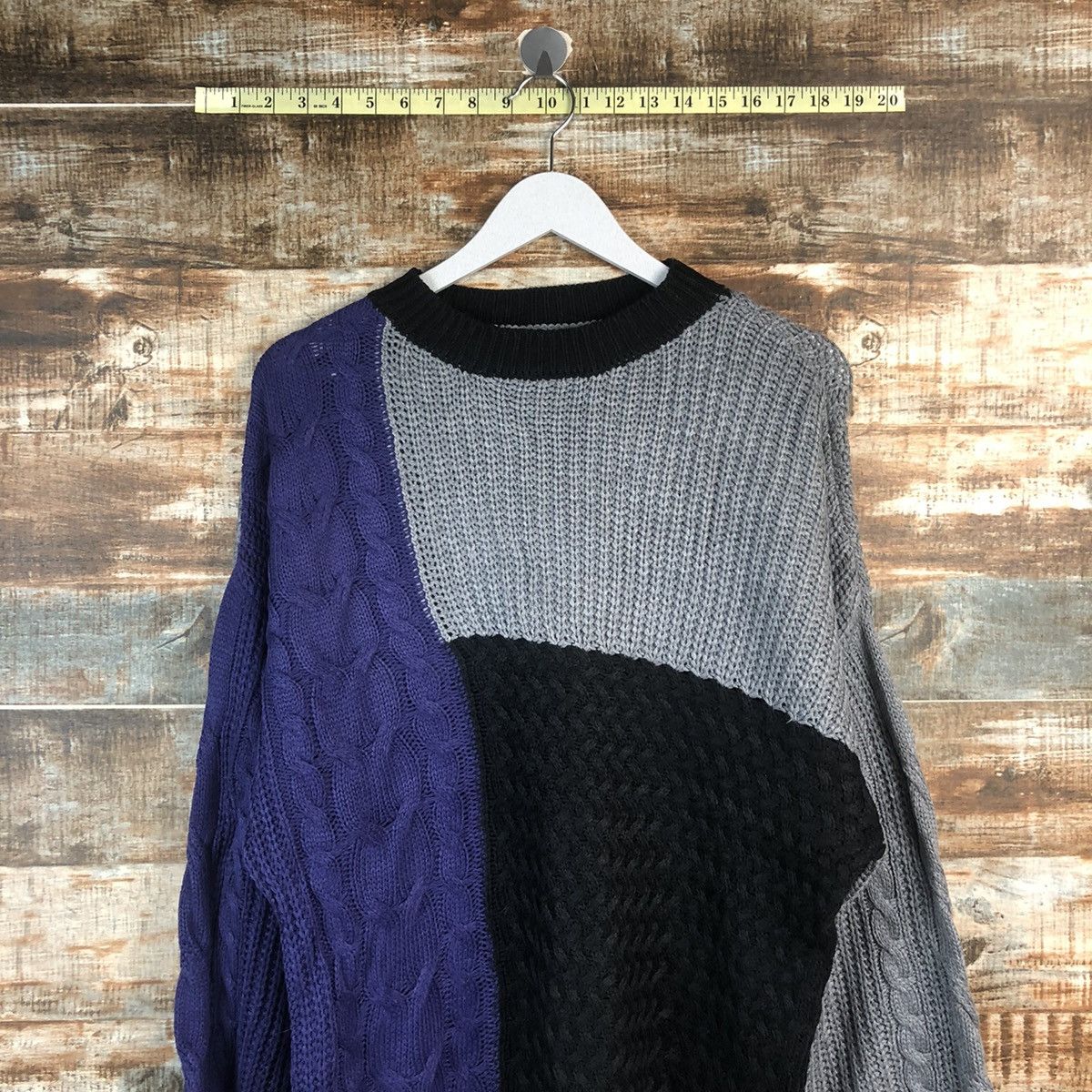 Homespun Knitwear DLL Vence Exchange patchwork style Grey Knitwear #C016 Size US M / EU 48-50 / 2 - 2 Thumbnail