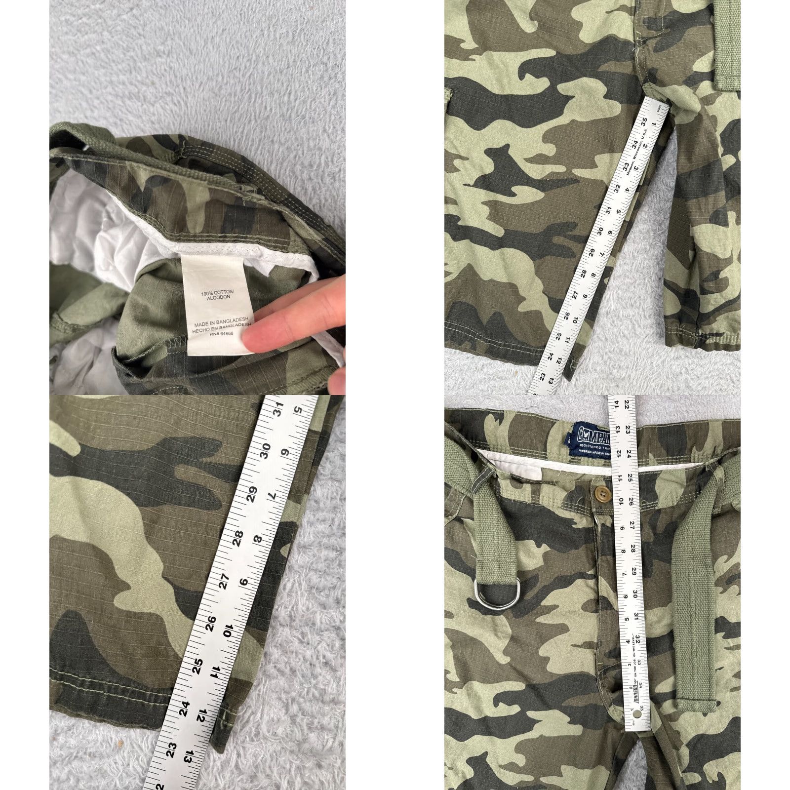 Vintage Company81 Shorts Men 38 Green Camo Cargo Rip-Stop Belted 100% Cotton NEW Size US 38 / EU 54 - 8 Thumbnail