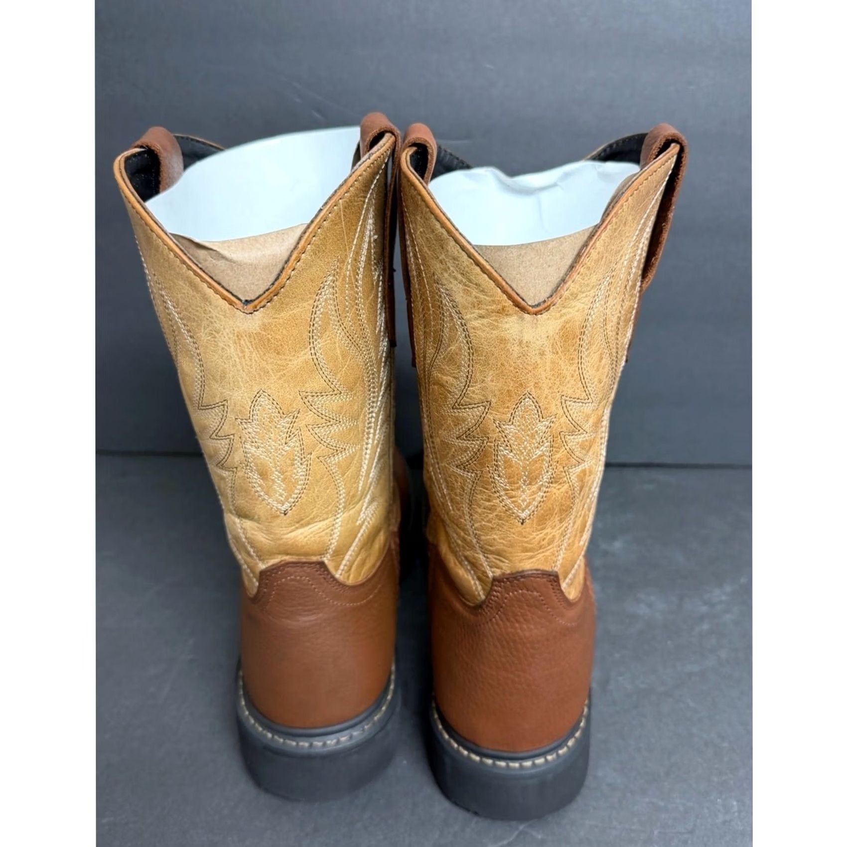 Vintage NEW JB Dillon Reserve Leather Cowboy Boots Square Toe Oak Honey SIZE 9 EW Men's Size US 9 / EU 42 - 5 Thumbnail