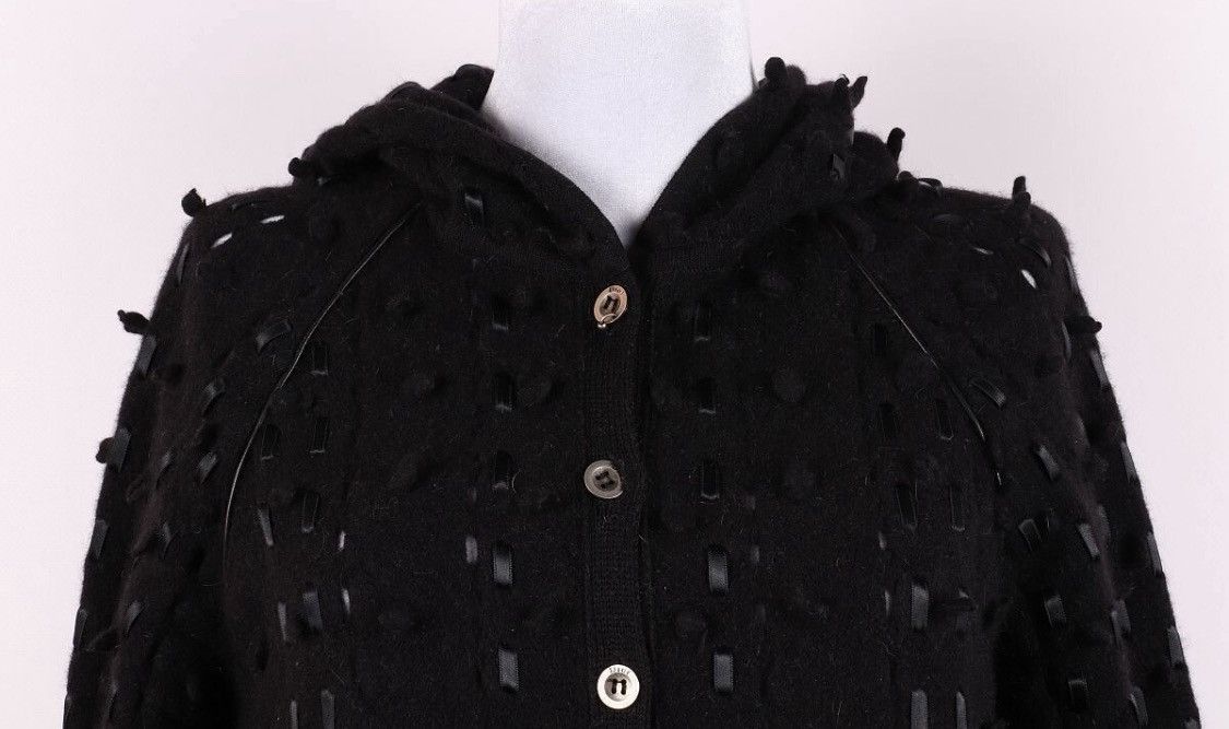Dior Christian Dior Galliano 2004 Wool Leather Hood Cardigan Size S / US 4 / IT 40 - 2 Thumbnail