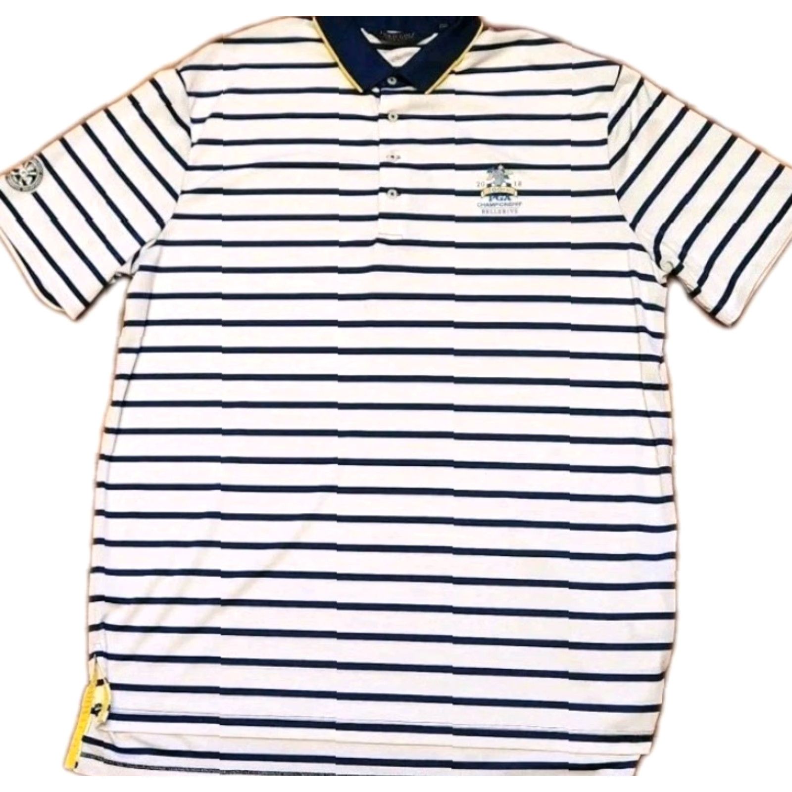 Polo Ralph Lauren Ralph Lauren Polo Golf Shirt Mens XL 2018 100th PGA Championship Striped Multicolor Polo RL Shirt Mens XL Striped Golf Polo Size US XL / EU 56 / 4 - 2 Thumbnail