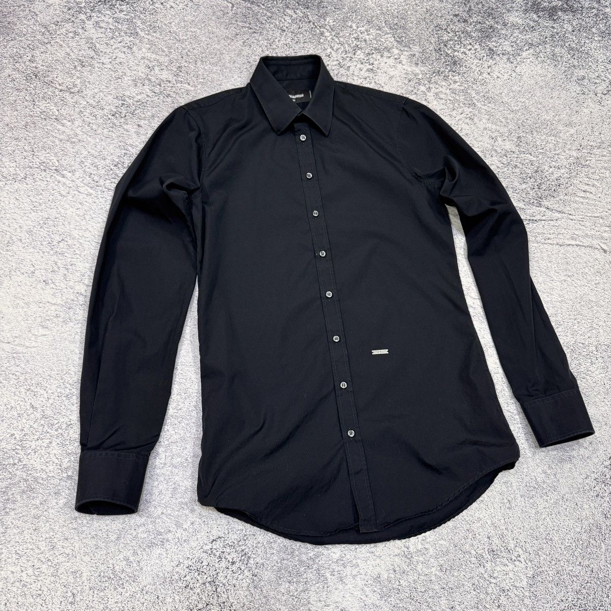 Dsquared2 Dsquared2 Mens Classic Black Cotton Shirt Metal Logo Plate S Size US S / EU 44-46 / 1 - 2 Thumbnail