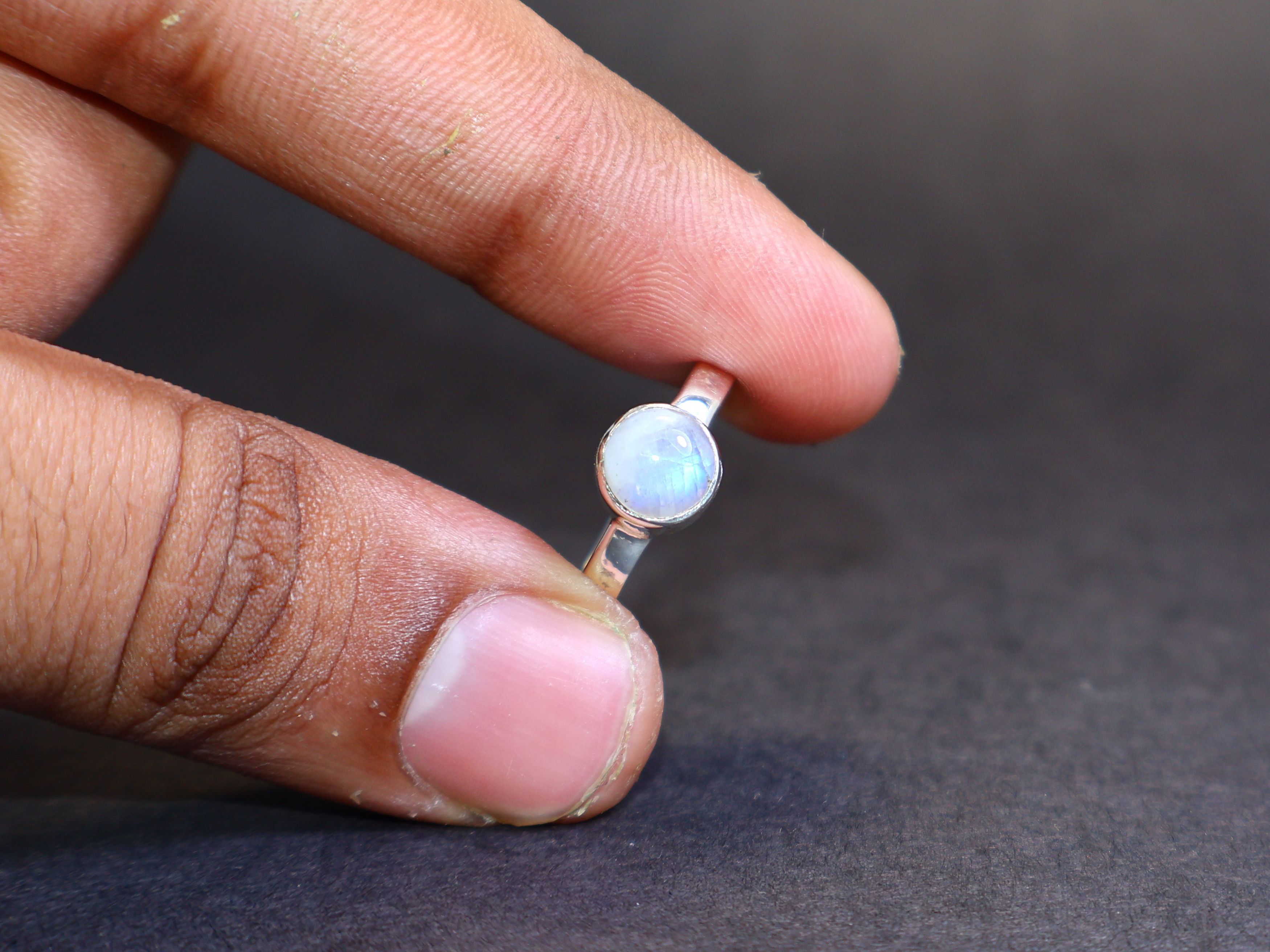 Handmade Moonstone Ring, 925 Sterling Silver Ring, Blue Gemstone Ring Size ONE SIZE - 8 Thumbnail