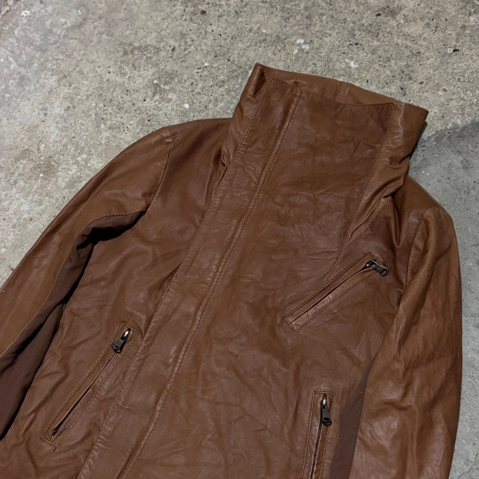 Other Rick owens style high neck leather jacket Size S / US 4 / IT 40 - 3 Thumbnail