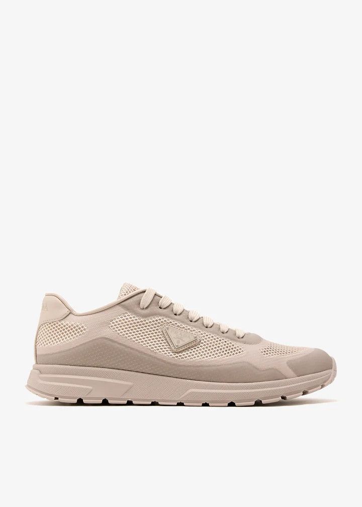 Prada o1B3y1r0526 Prax 2.0 Fabric and Mesh Sneakers in Beige Size US 8 / IT 38 - 1 Thumbnail